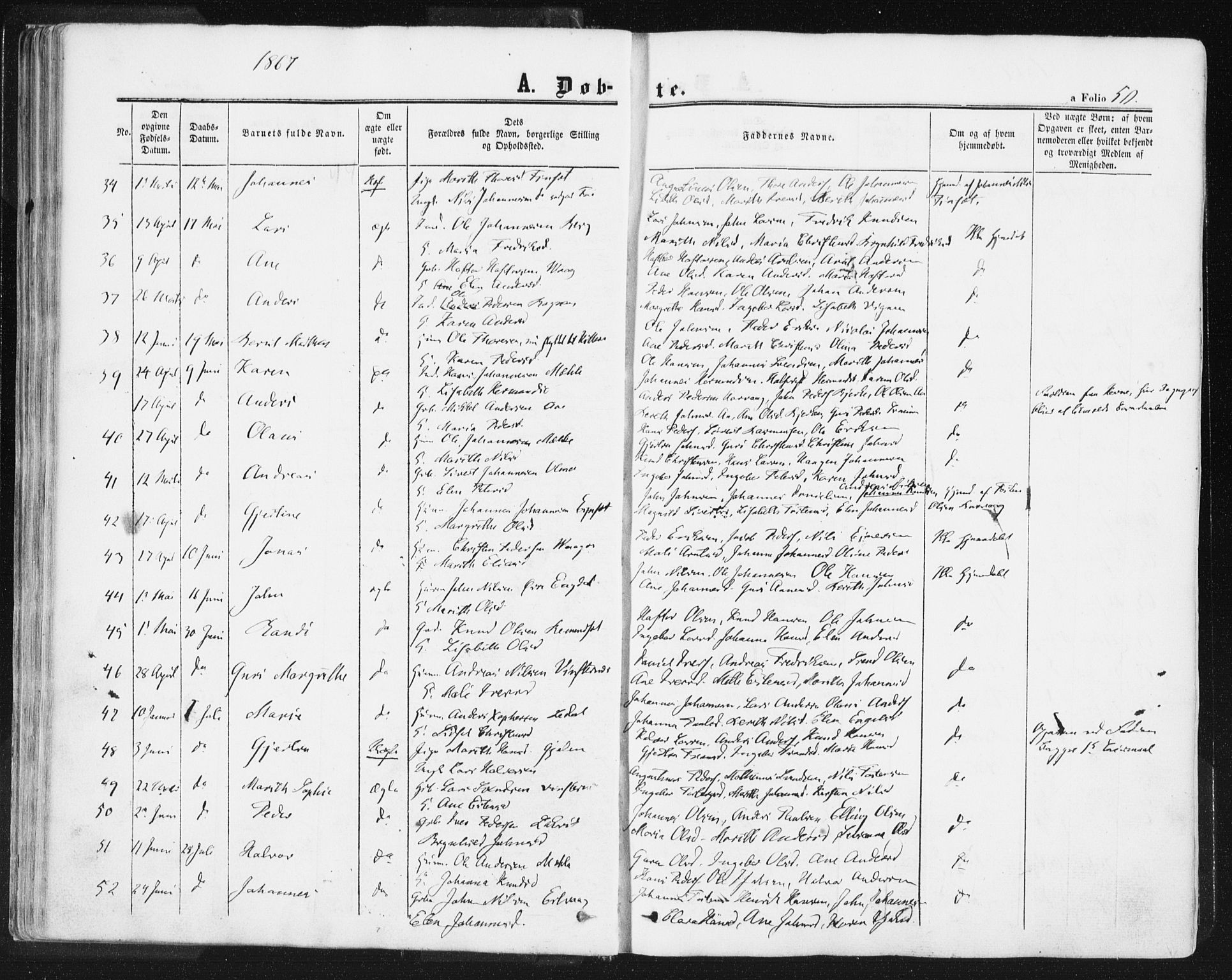 Ministerialprotokoller, klokkerbøker og fødselsregistre - Møre og Romsdal, AV/SAT-A-1454/578/L0905: Parish register (official) no. 578A04, 1859-1877, p. 50