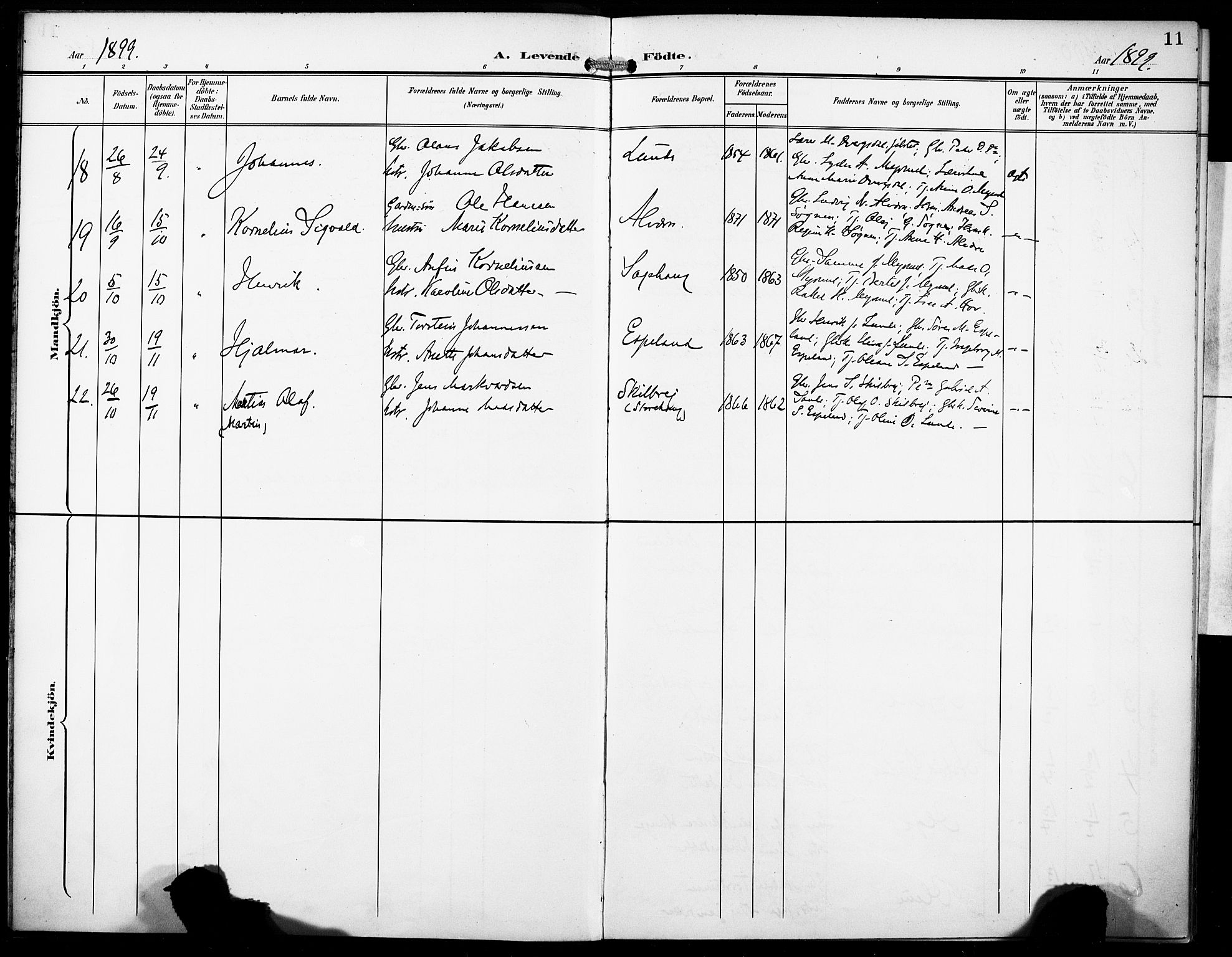 Gaular sokneprestembete, SAB/A-80001/H/Haa: Parish register (official) no. B 2, 1898-1911, p. 11