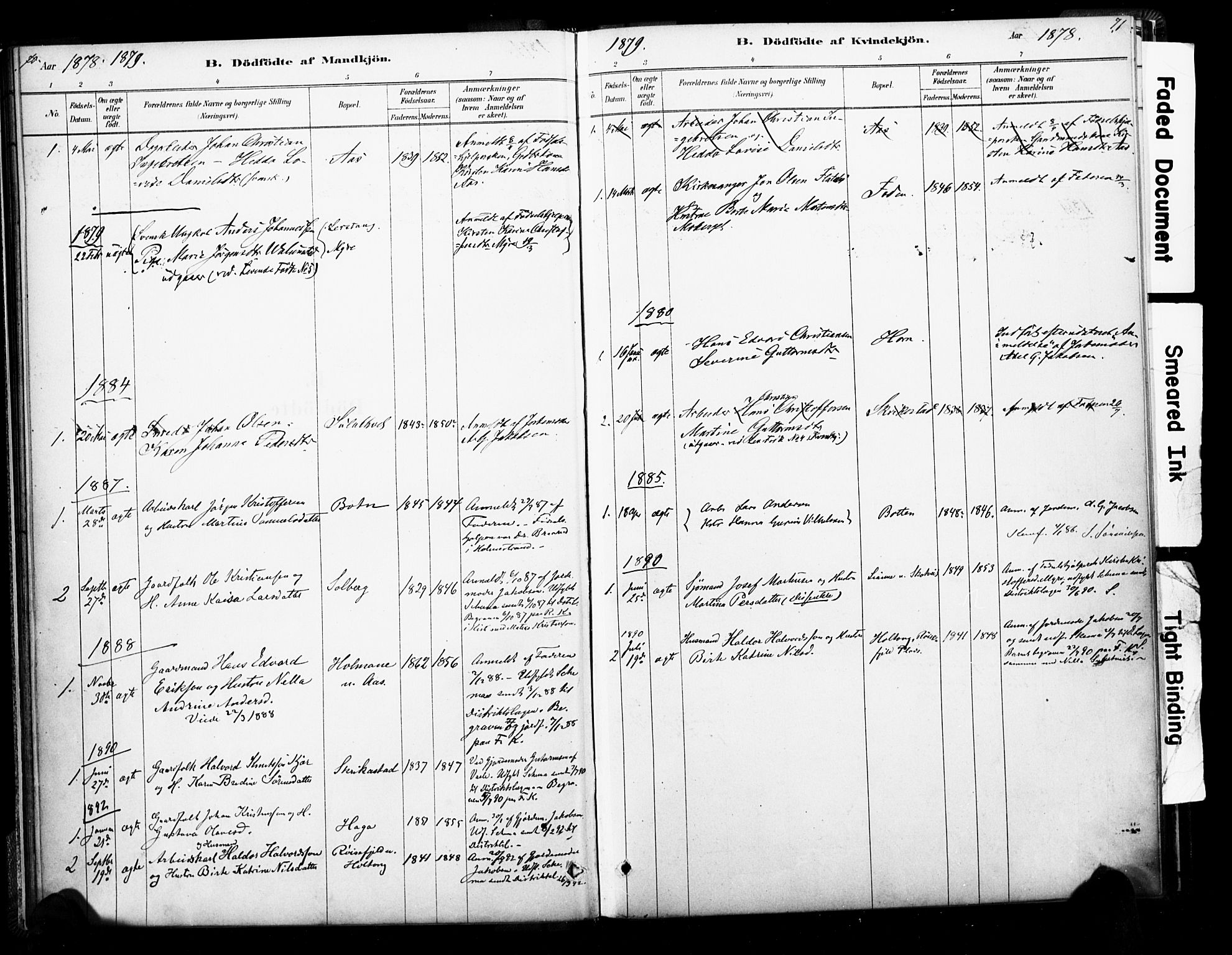 Ramnes kirkebøker, AV/SAKO-A-314/F/Fb/L0001: Parish register (official) no. II 1, 1878-1894, p. 70-71