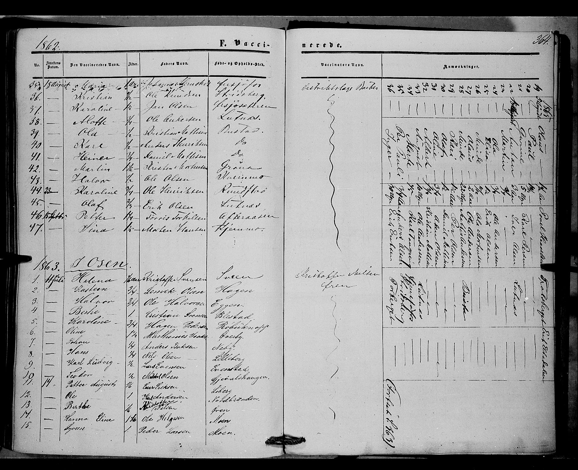 Trysil prestekontor, AV/SAH-PREST-046/H/Ha/Haa/L0005: Parish register (official) no. 5, 1851-1865, p. 364