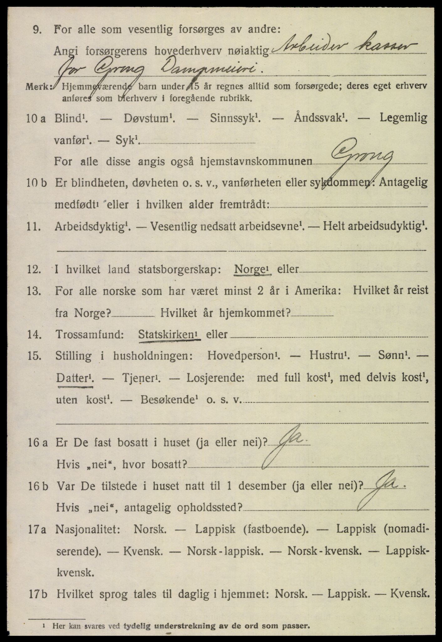 SAT, 1920 census for Grong, 1920, p. 1548