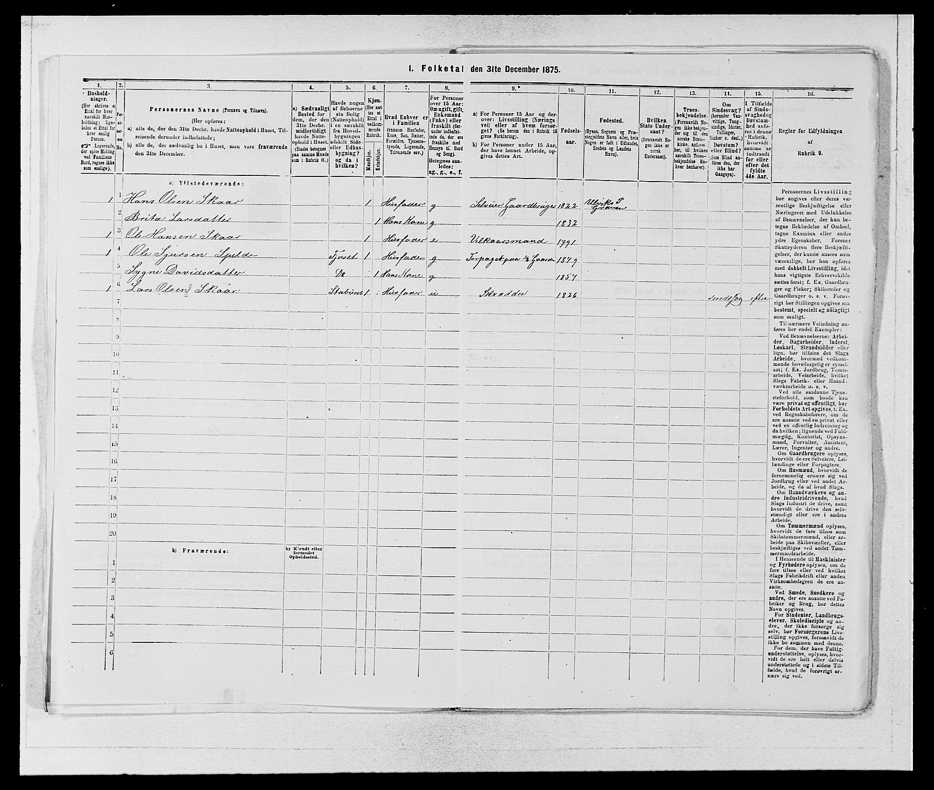 SAB, 1875 census for 1233P Ulvik, 1875, p. 762