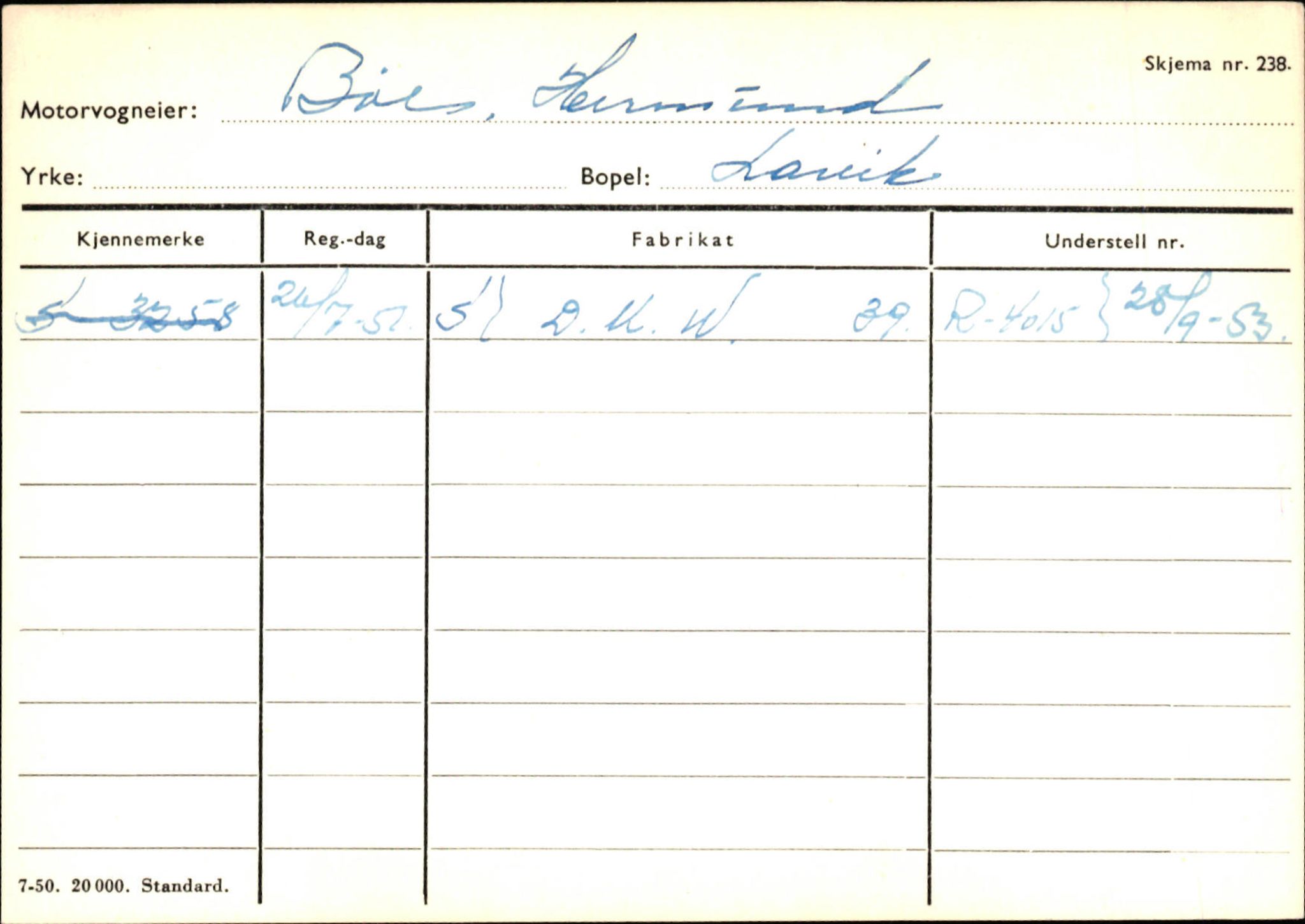 Statens vegvesen, Sogn og Fjordane vegkontor, SAB/A-5301/4/F/L0130: Eigarregister Eid T-Å. Høyanger A-O, 1945-1975, p. 818