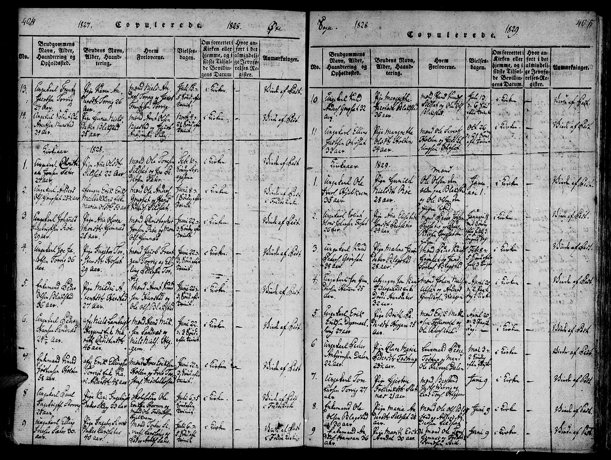 Ministerialprotokoller, klokkerbøker og fødselsregistre - Møre og Romsdal, AV/SAT-A-1454/586/L0982: Parish register (official) no. 586A08, 1819-1829, p. 404-405