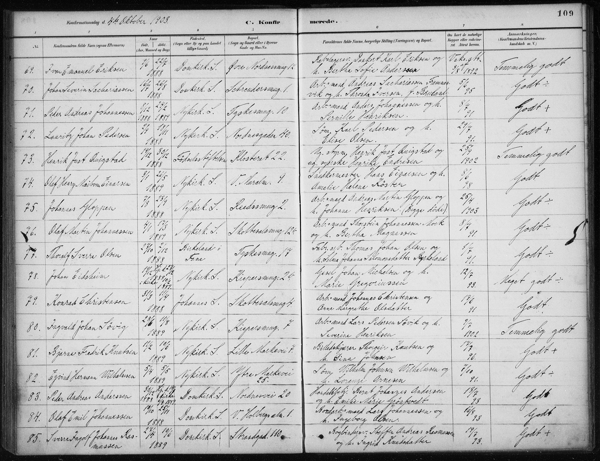 Nykirken Sokneprestembete, AV/SAB-A-77101/H/Haa/L0027: Parish register (official) no. C 6, 1886-1913, p. 109