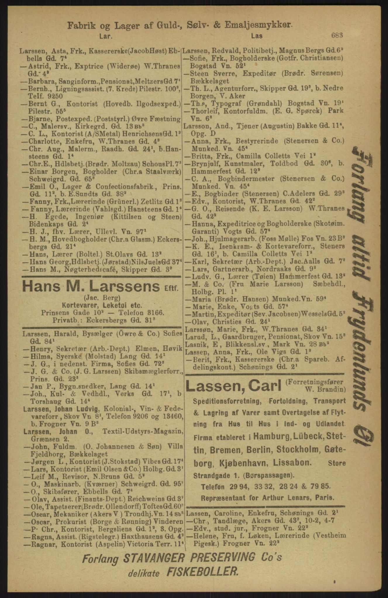 Kristiania/Oslo adressebok, PUBL/-, 1911, p. 683