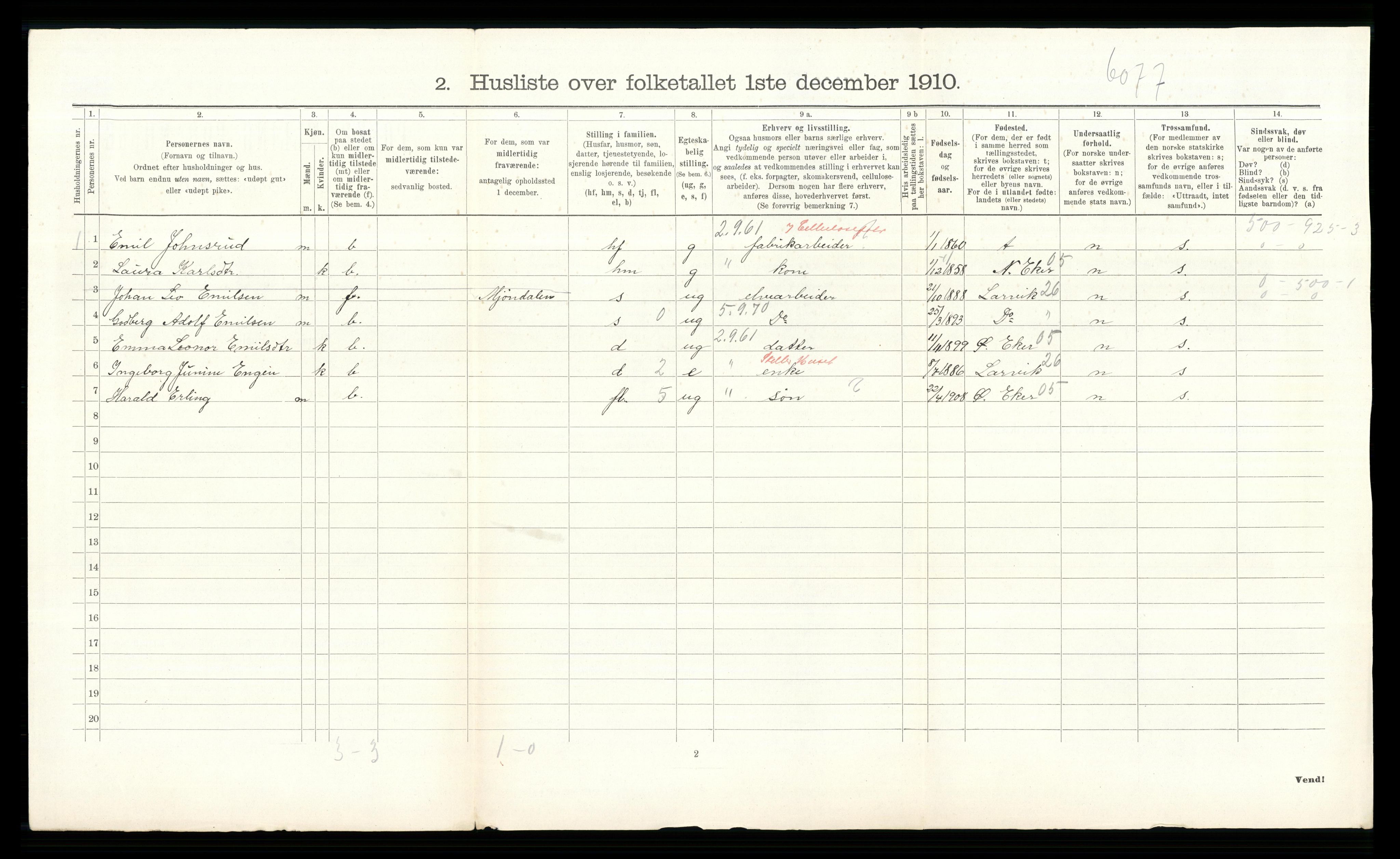 RA, 1910 census for Øvre Eiker, 1910, p. 2676