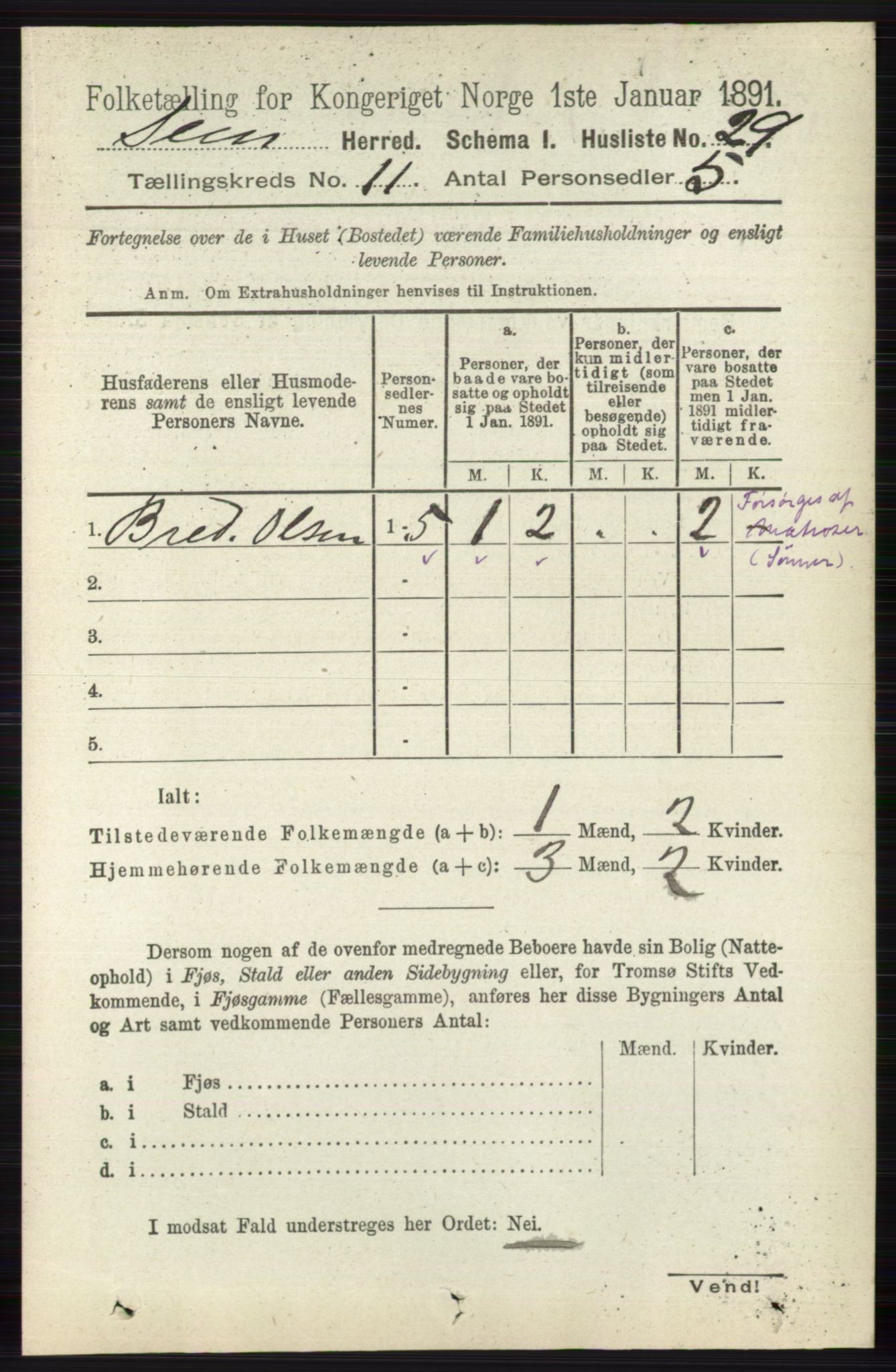 RA, 1891 census for 0721 Sem, 1891, p. 5345