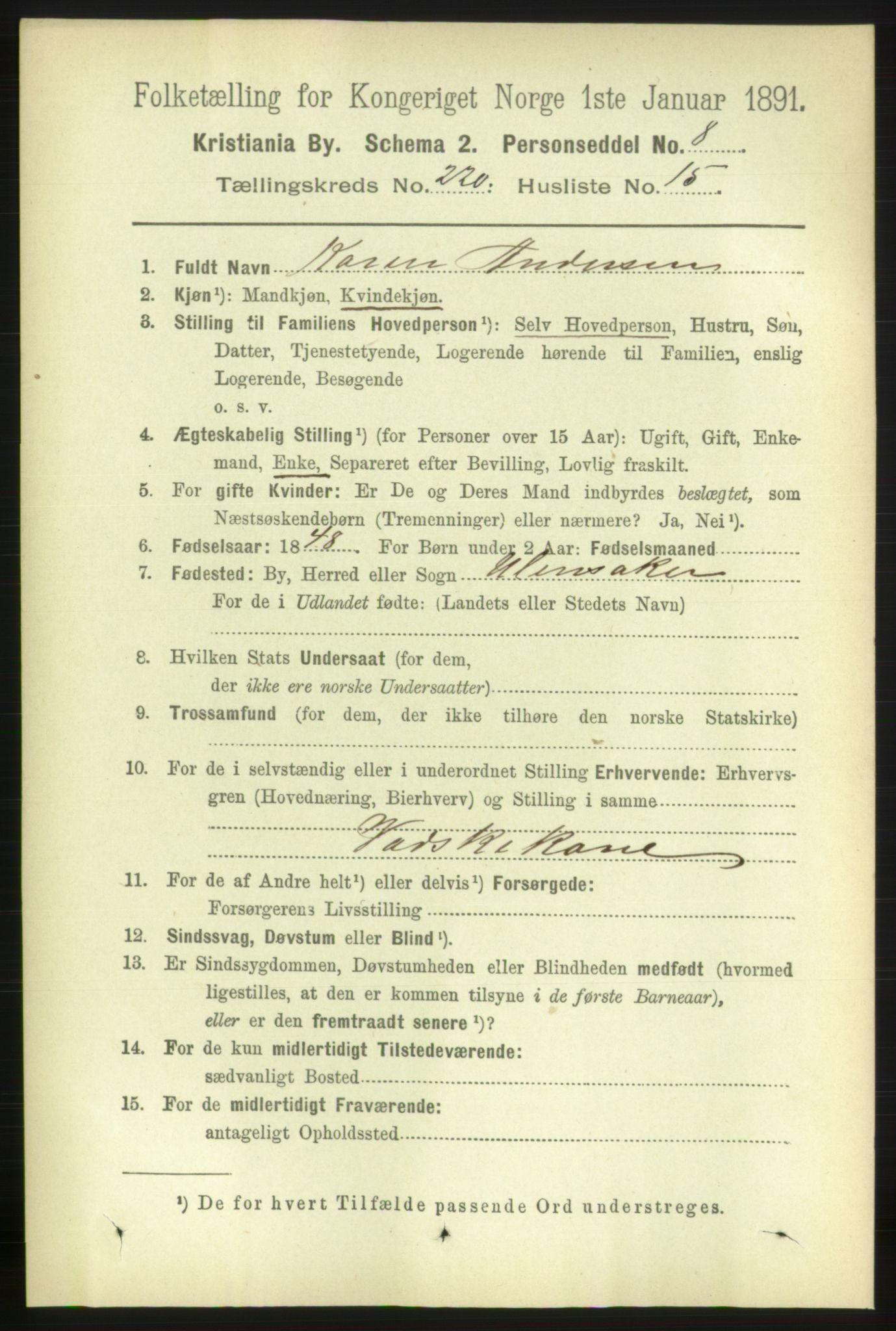 RA, 1891 census for 0301 Kristiania, 1891, p. 131406
