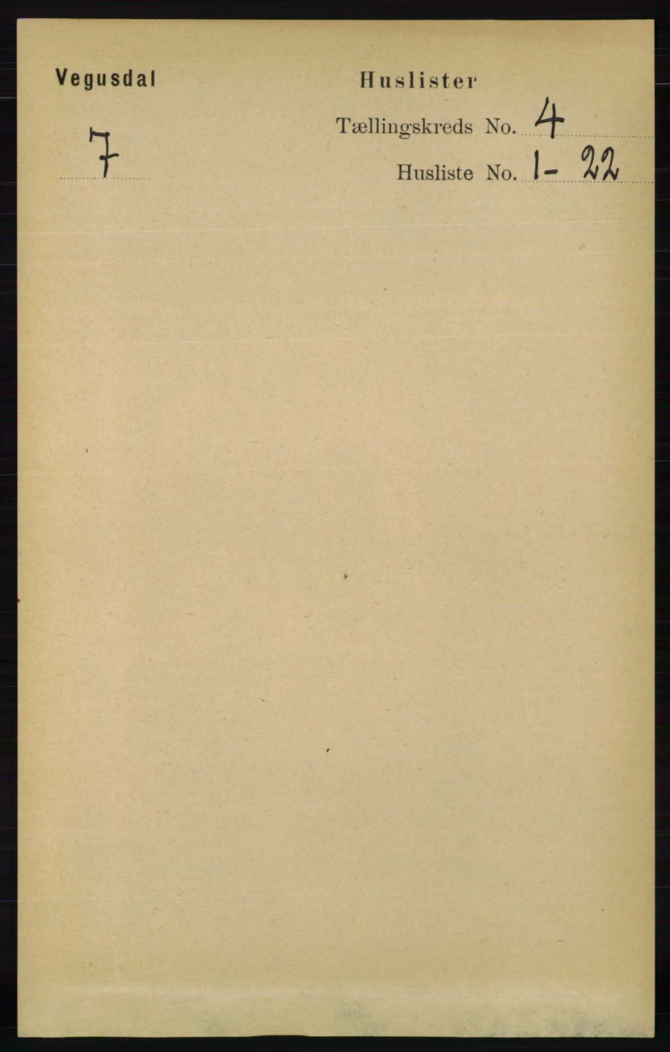 RA, 1891 census for 0934 Vegusdal, 1891, p. 686