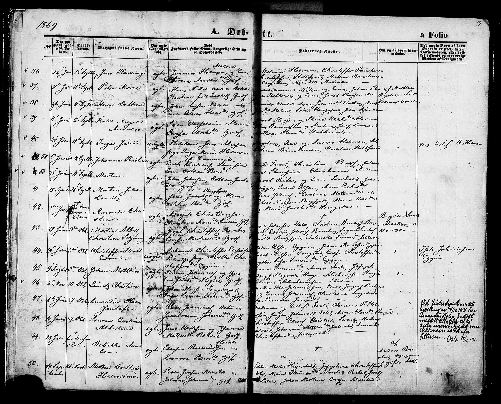 Ministerialprotokoller, klokkerbøker og fødselsregistre - Nordland, AV/SAT-A-1459/880/L1132: Parish register (official) no. 880A06, 1869-1887, p. 3