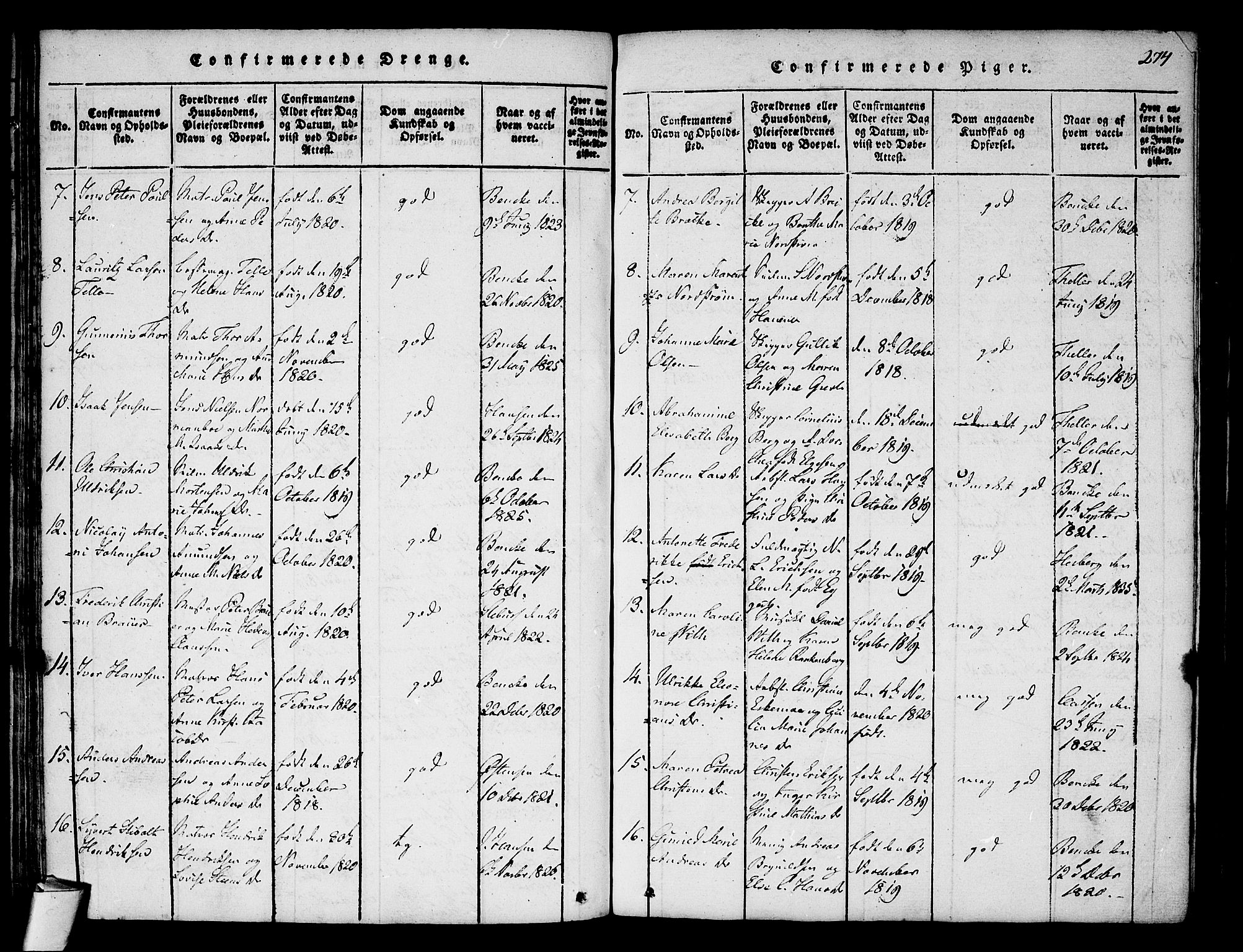 Stavern kirkebøker, AV/SAKO-A-318/F/Fa/L0006: Parish register (official) no. 6, 1816-1839, p. 274