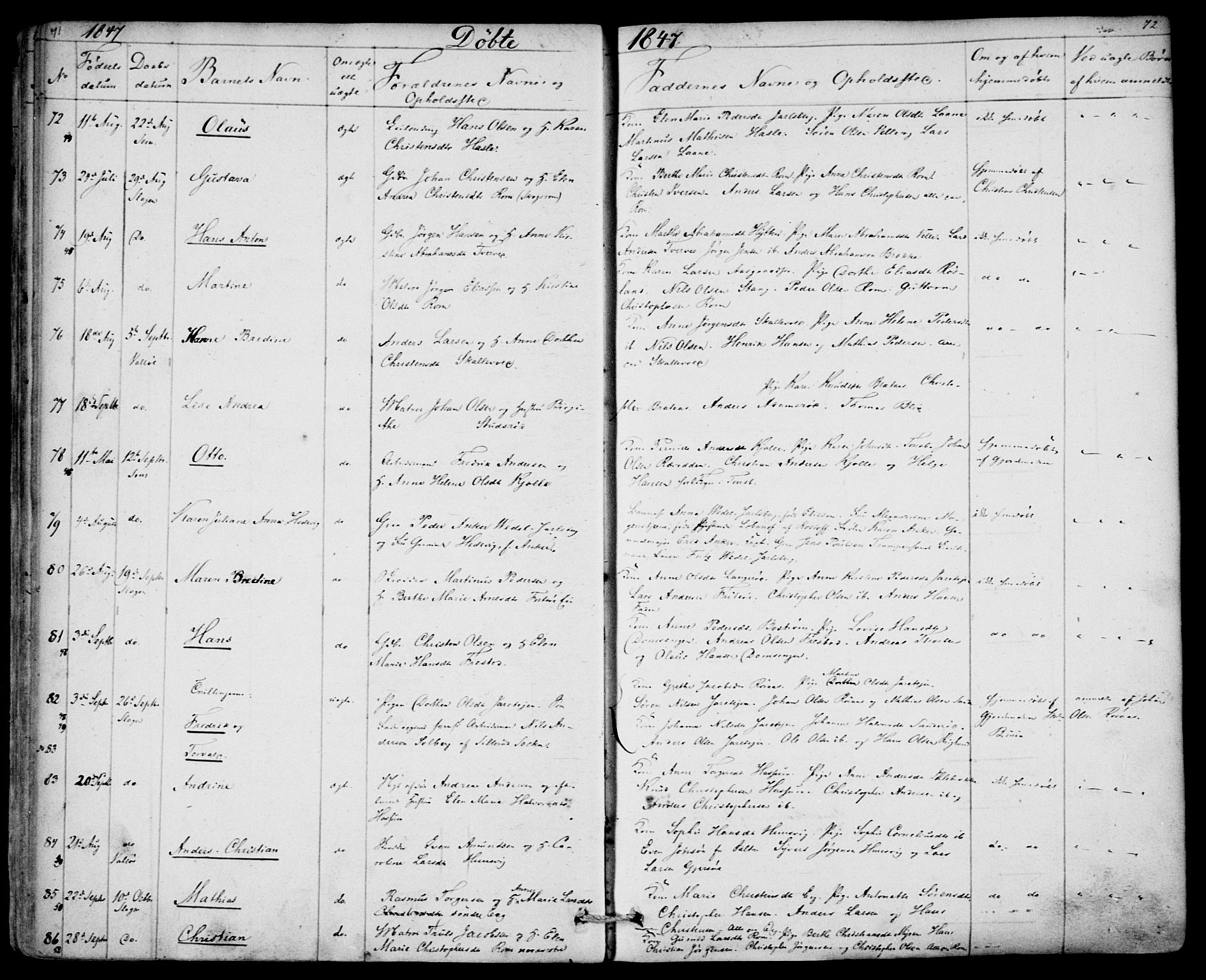 Sem kirkebøker, AV/SAKO-A-5/F/Fa/L0006: Parish register (official) no. I 6, 1843-1855, p. 71-72