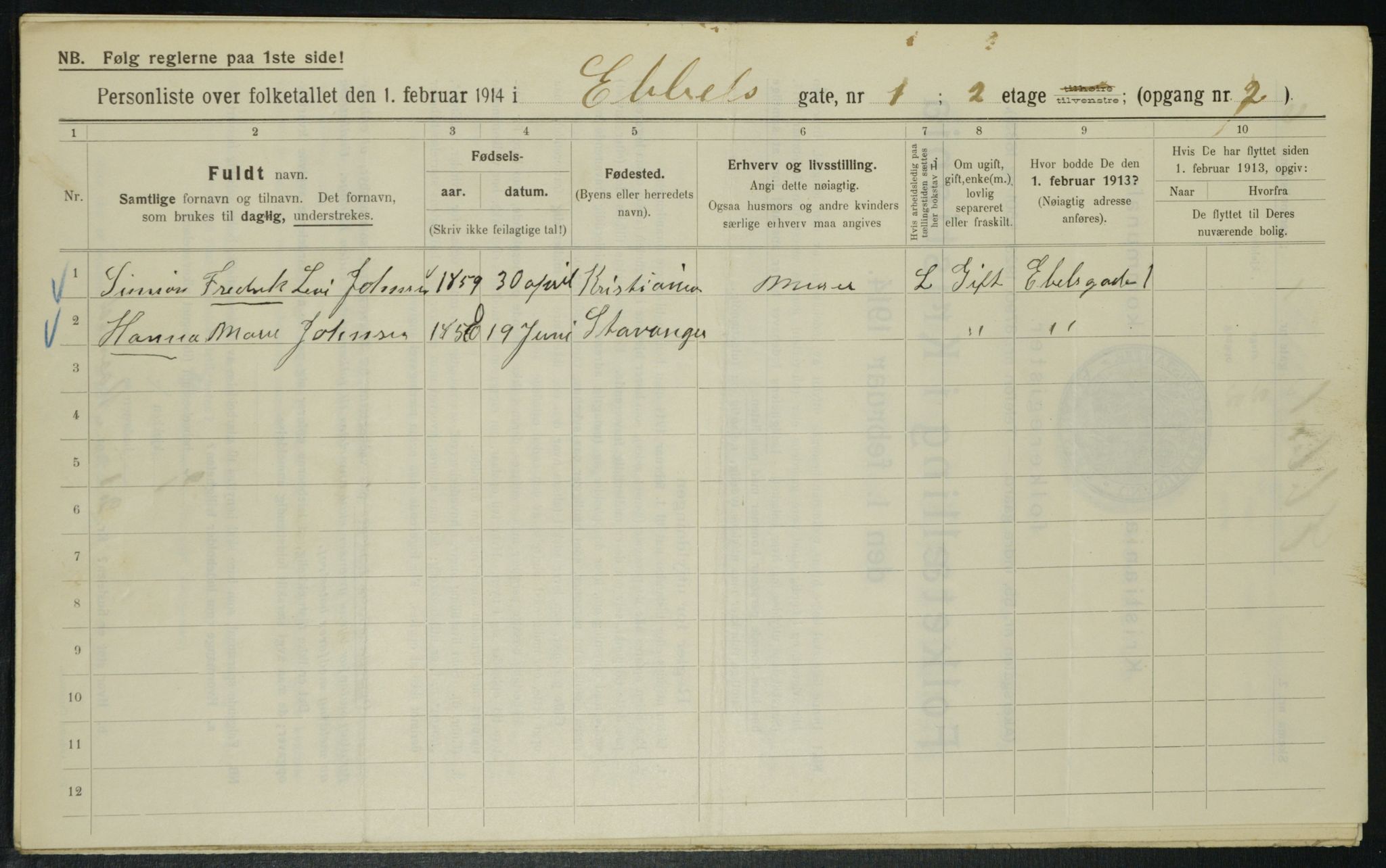 OBA, Municipal Census 1914 for Kristiania, 1914, p. 18226