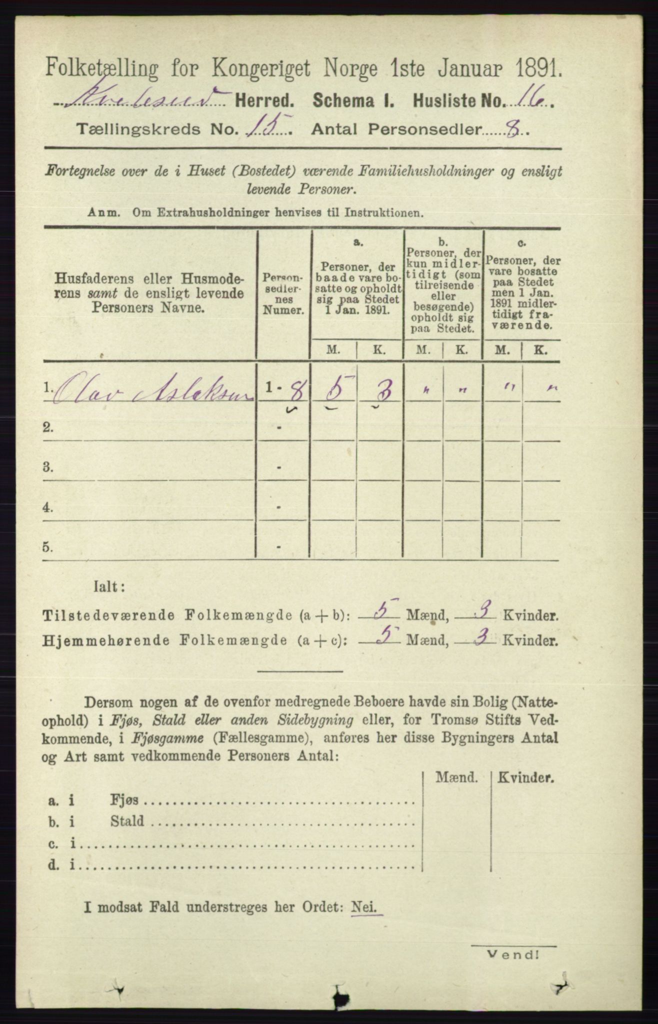 RA, 1891 census for 0829 Kviteseid, 1891, p. 3517