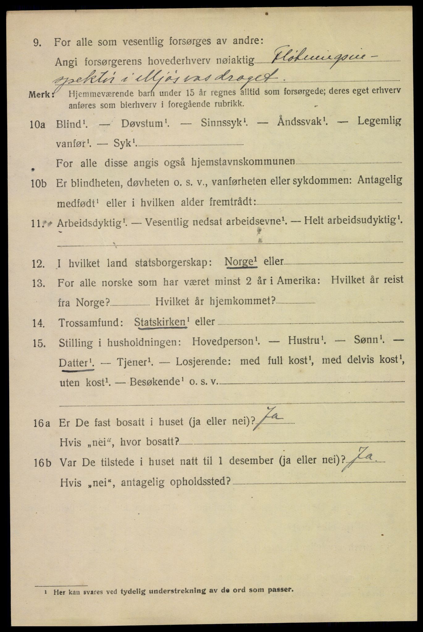 SAH, 1920 census for Lillehammer, 1920, p. 5801