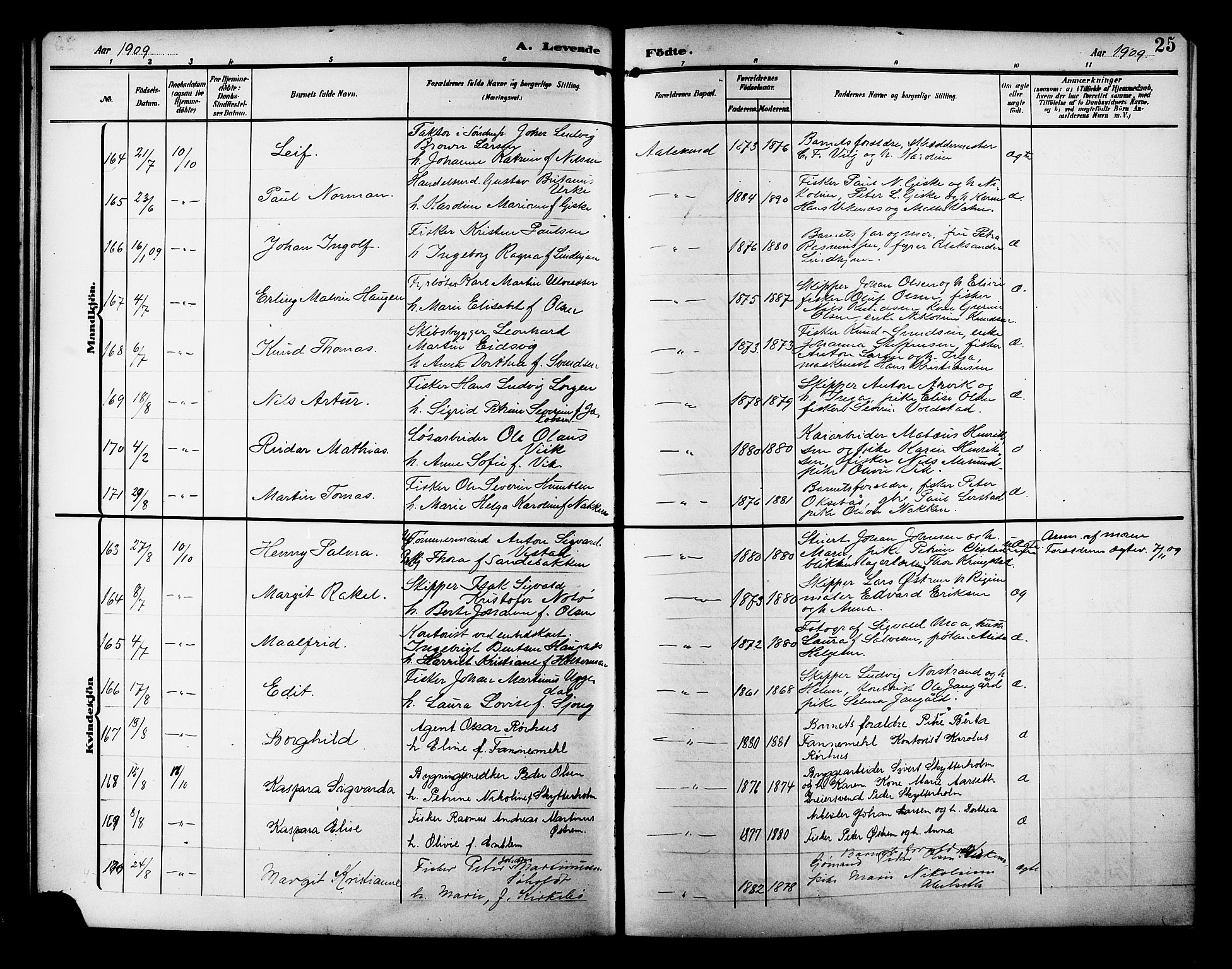 Ministerialprotokoller, klokkerbøker og fødselsregistre - Møre og Romsdal, AV/SAT-A-1454/529/L0471: Parish register (copy) no. 529C08, 1909-1921, p. 25