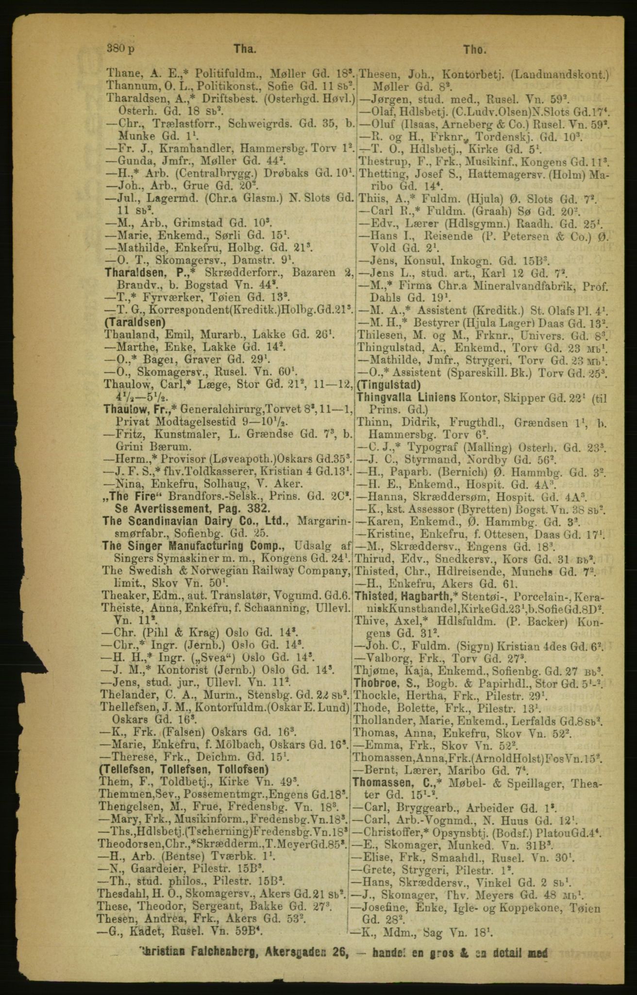 Kristiania/Oslo adressebok, PUBL/-, 1888, p. 380p