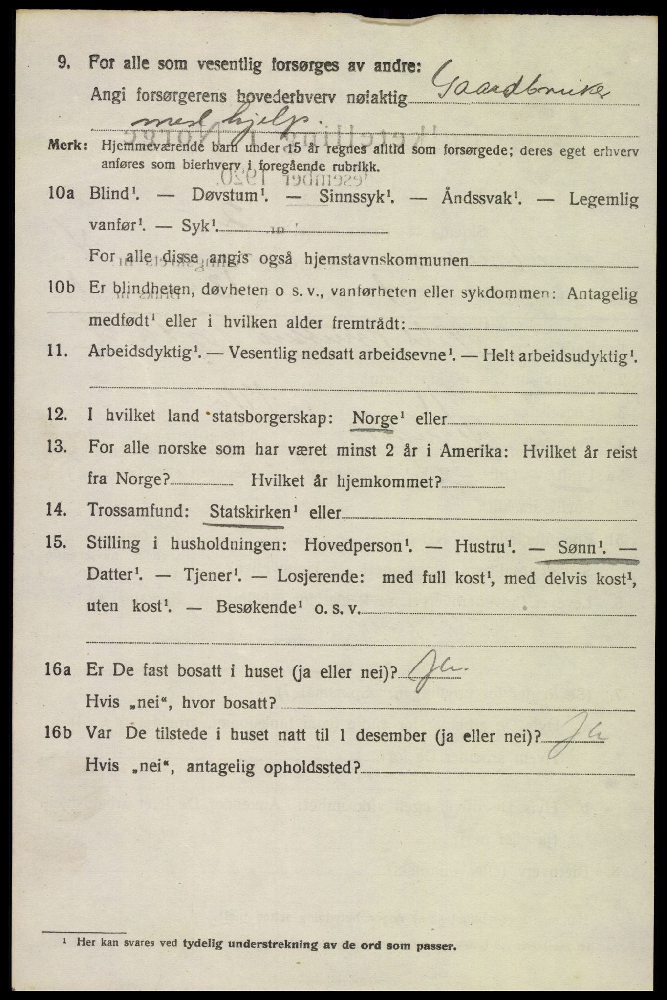 SAK, 1920 census for Herefoss, 1920, p. 781