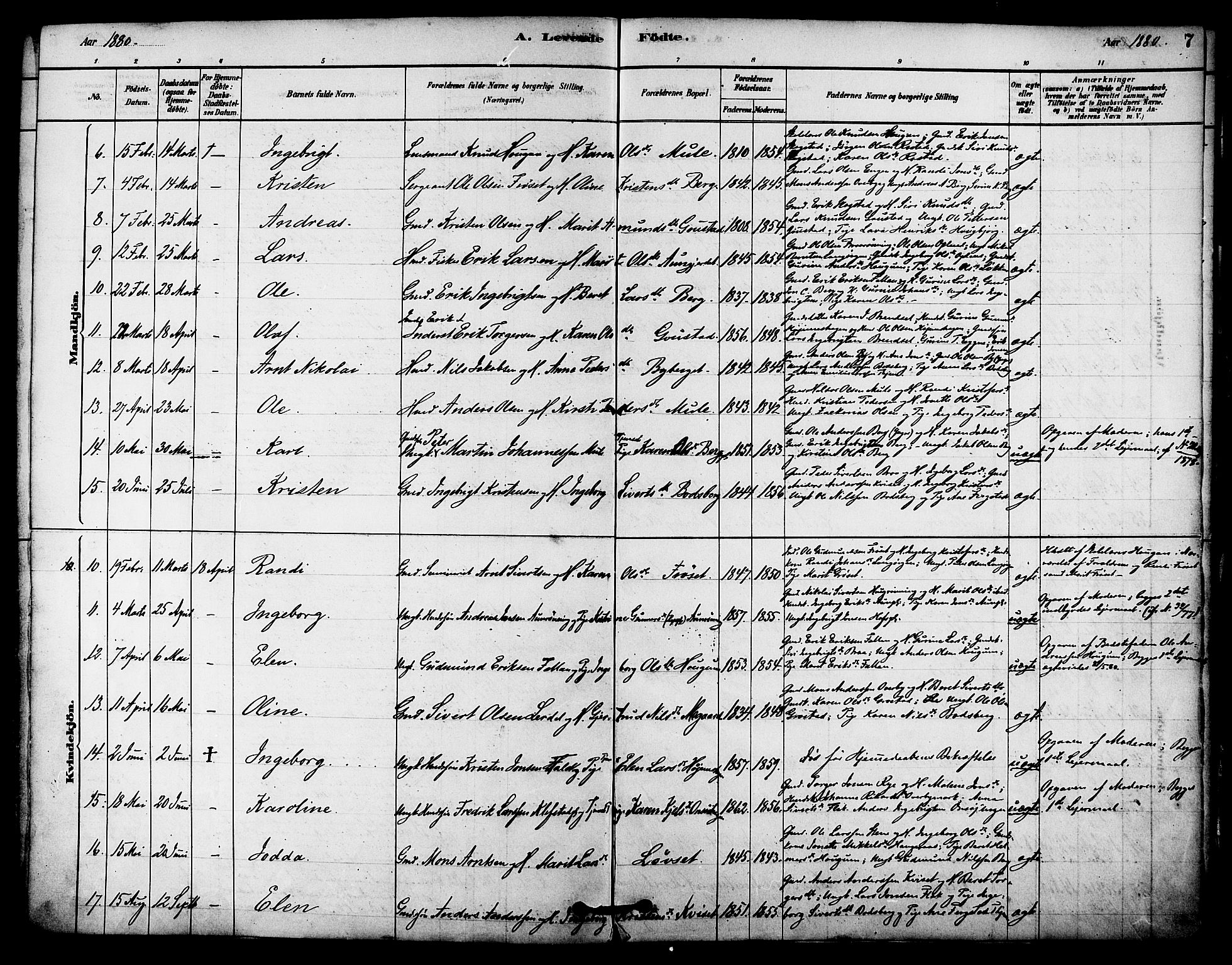 Ministerialprotokoller, klokkerbøker og fødselsregistre - Sør-Trøndelag, AV/SAT-A-1456/612/L0378: Parish register (official) no. 612A10, 1878-1897, p. 7