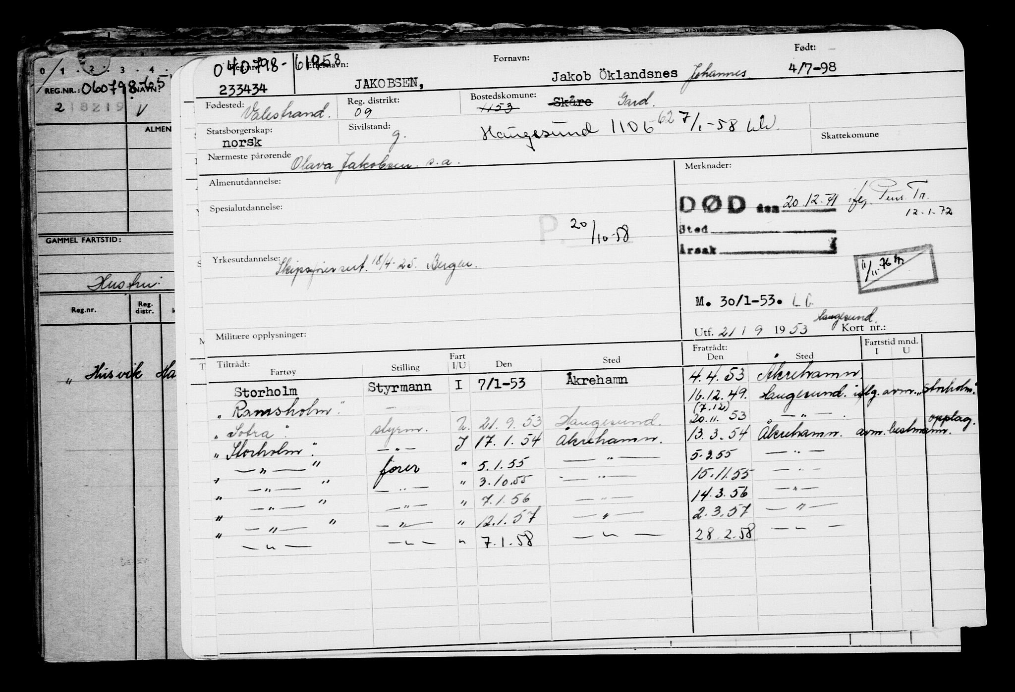 Direktoratet for sjømenn, AV/RA-S-3545/G/Gb/L0029: Hovedkort, 1898, p. 15