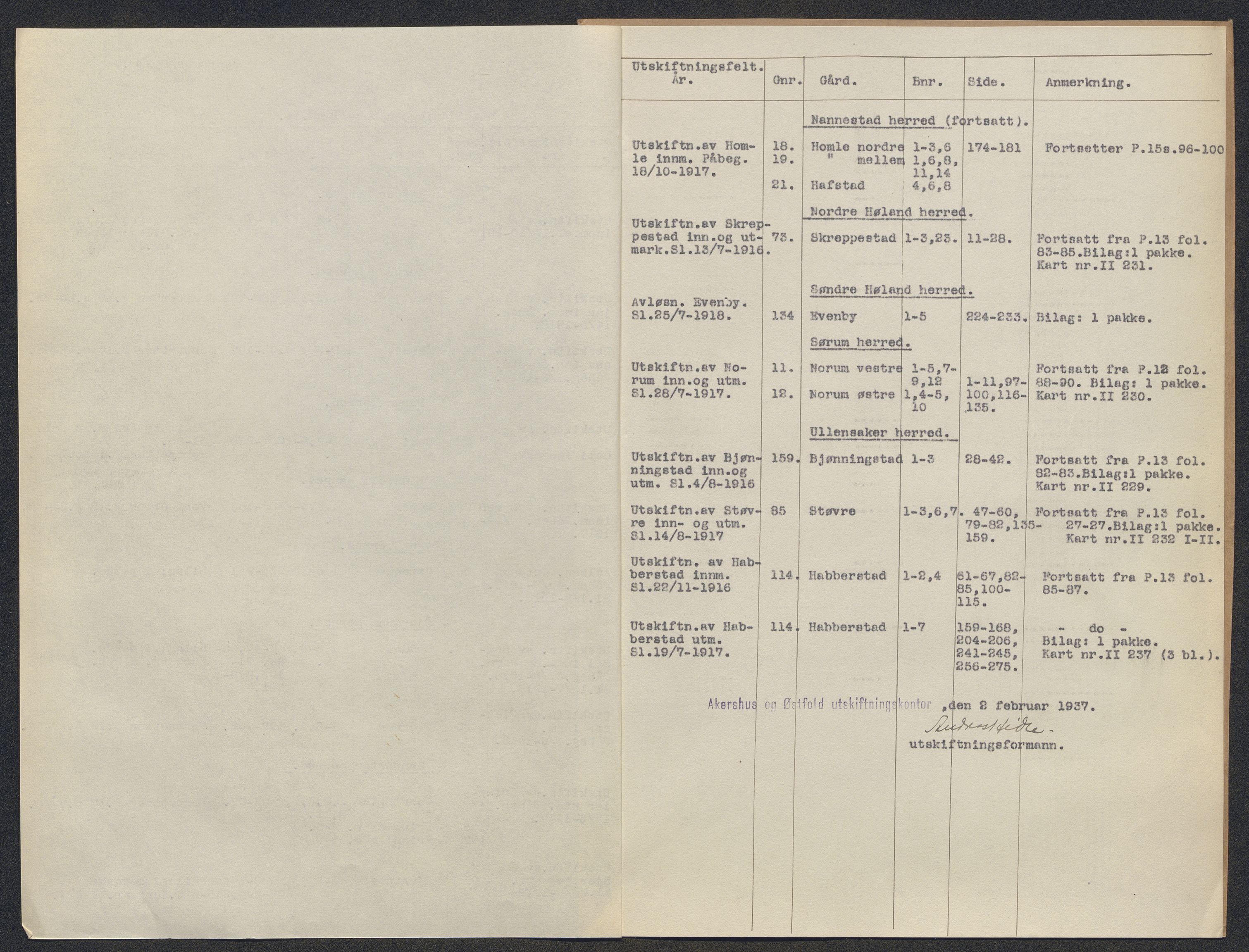 Akershus og Oslo jordskifterett, AV/SAO-A-10121/F/Fa/L0014: Forhandlingsprotokoll, 1916-1918