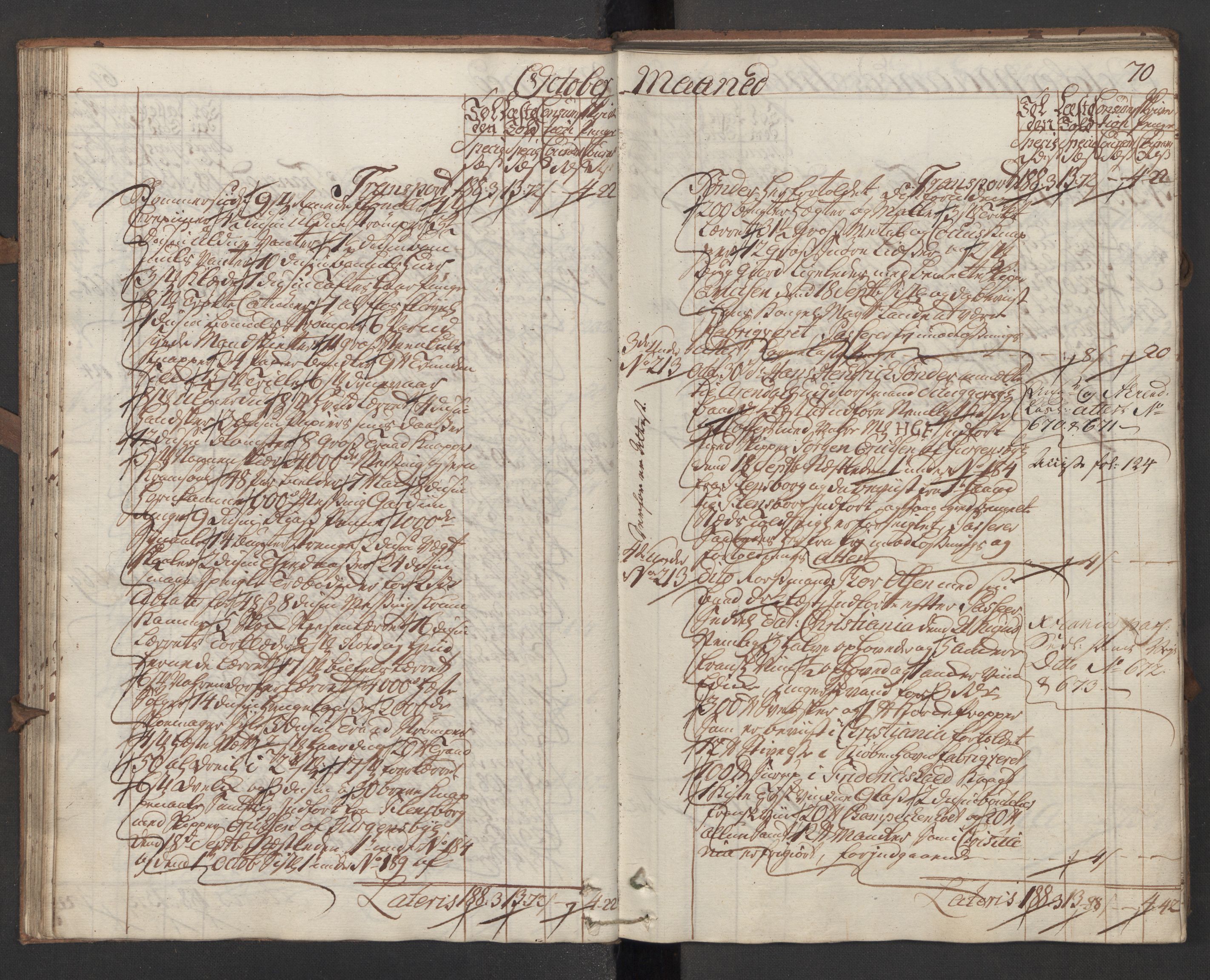 Generaltollkammeret, tollregnskaper, AV/RA-EA-5490/R13/L0028/0001: Tollregnskaper Kragerø / Inngående hovedtollbok, 1760, p. 69b-70a