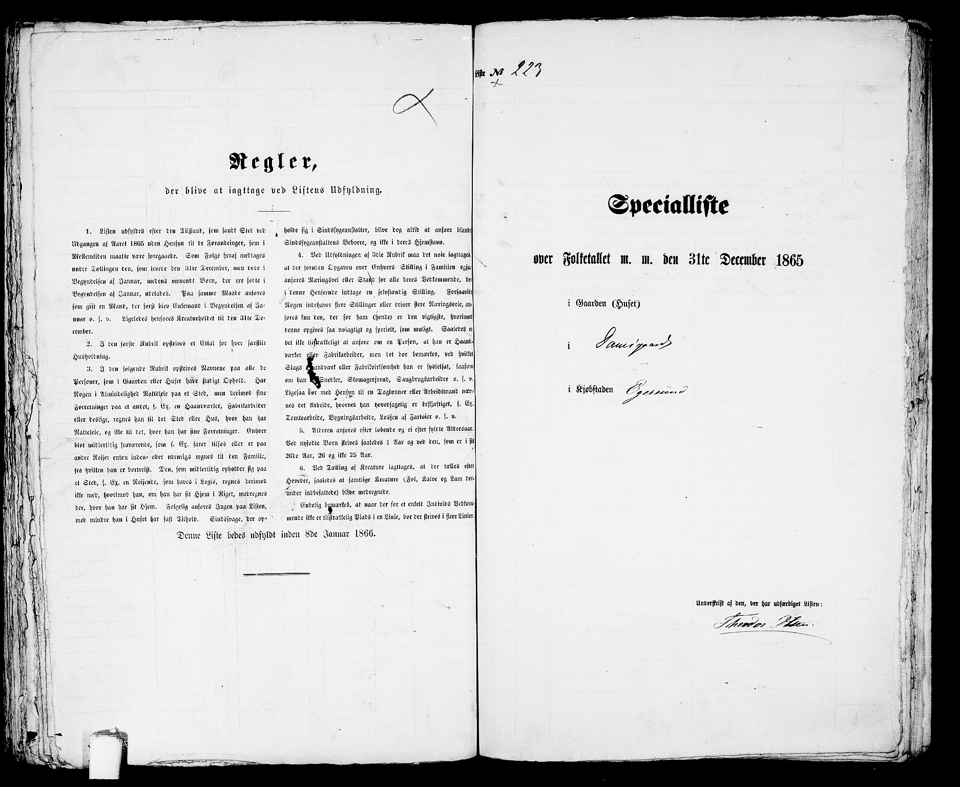 RA, 1865 census for Eigersund parish, Egersund town, 1865, p. 459