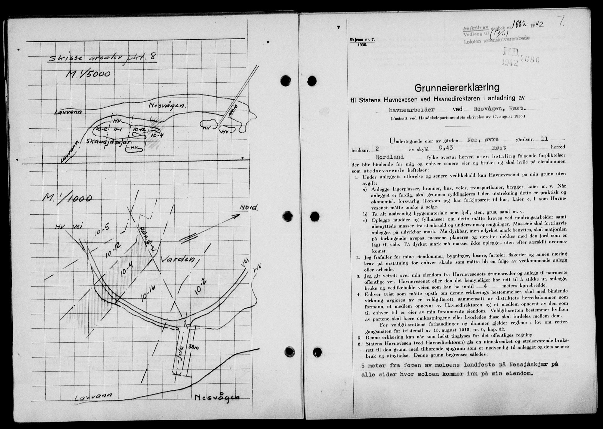 Lofoten sorenskriveri, SAT/A-0017/1/2/2C/L0010a: Mortgage book no. 10a, 1942-1943, Diary no: : 1882/1942