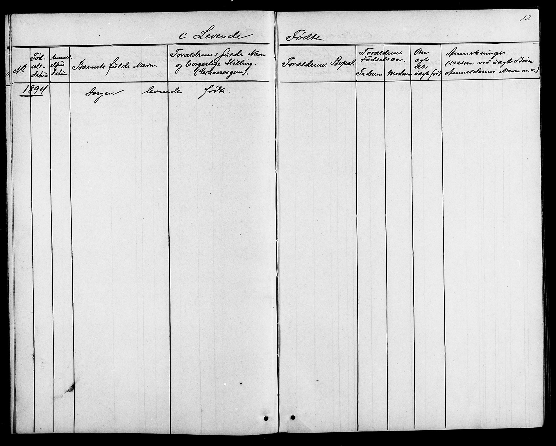 Baptistmenigheten i Tvedestrand, SAK/1292-0004/F/Fa/L0002: Dissenter register no. F 1, 1892-1895, p. 12