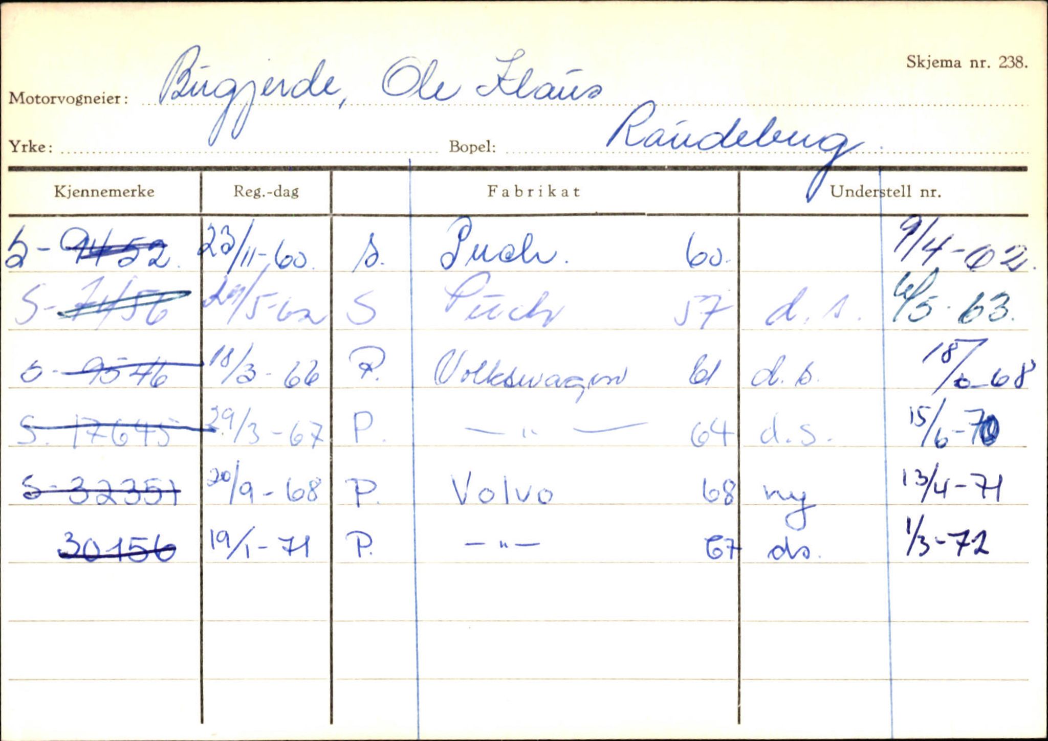 Statens vegvesen, Sogn og Fjordane vegkontor, AV/SAB-A-5301/4/F/L0144: Registerkort Vågsøy A-R, 1945-1975, p. 313