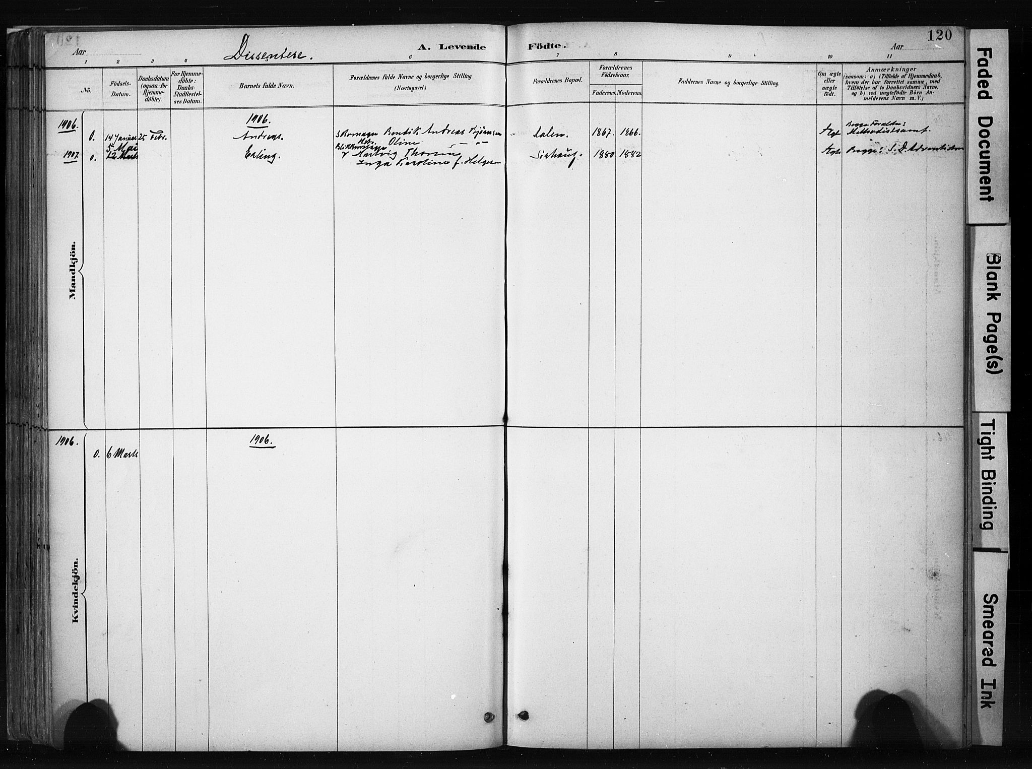 Haugesund sokneprestkontor, AV/SAST-A -101863/H/Ha/Haa/L0004: Parish register (official) no. A 4, 1886-1908, p. 120