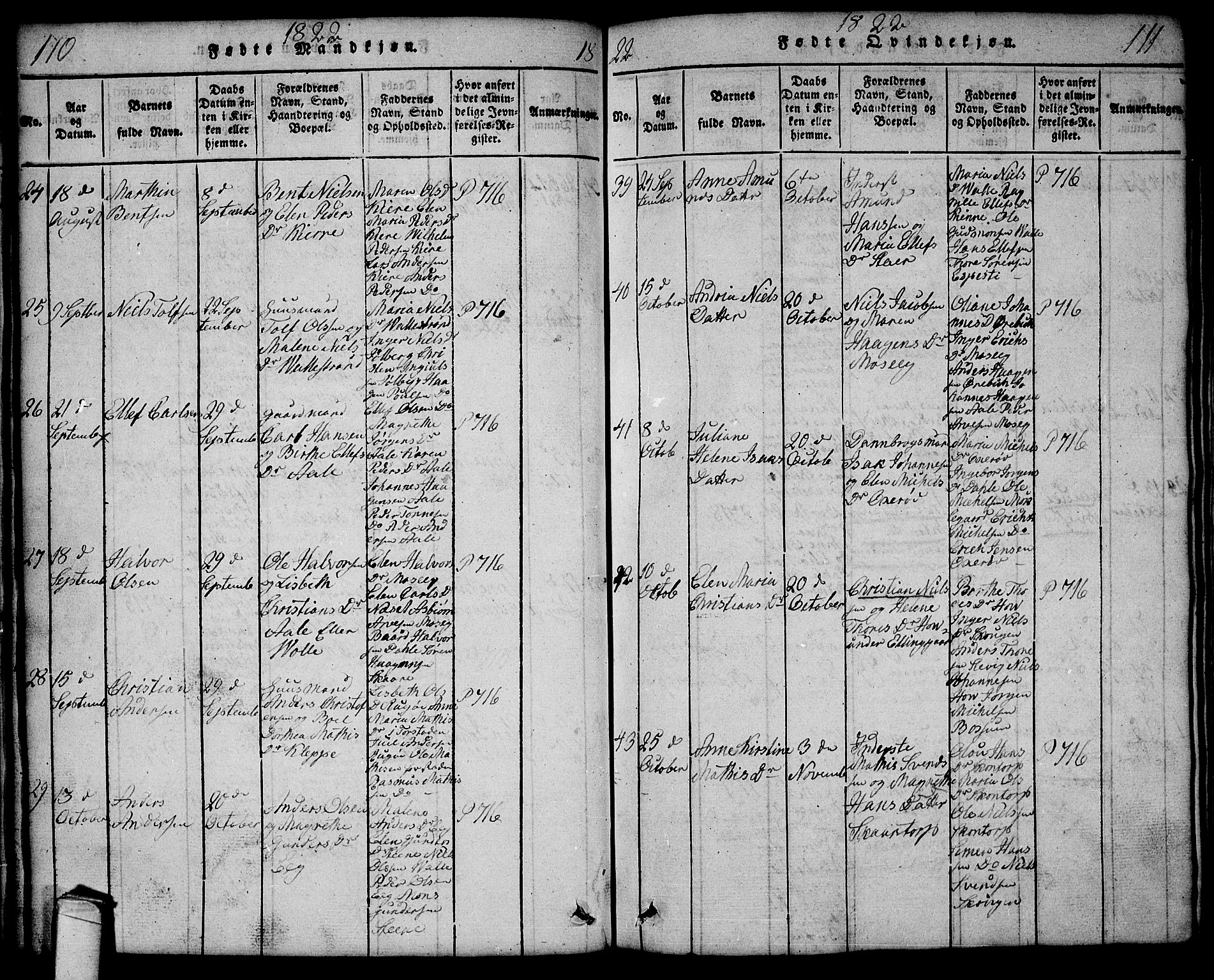 Onsøy prestekontor Kirkebøker, SAO/A-10914/G/Ga/L0001: Parish register (copy) no. I 1, 1814-1840, p. 110-111