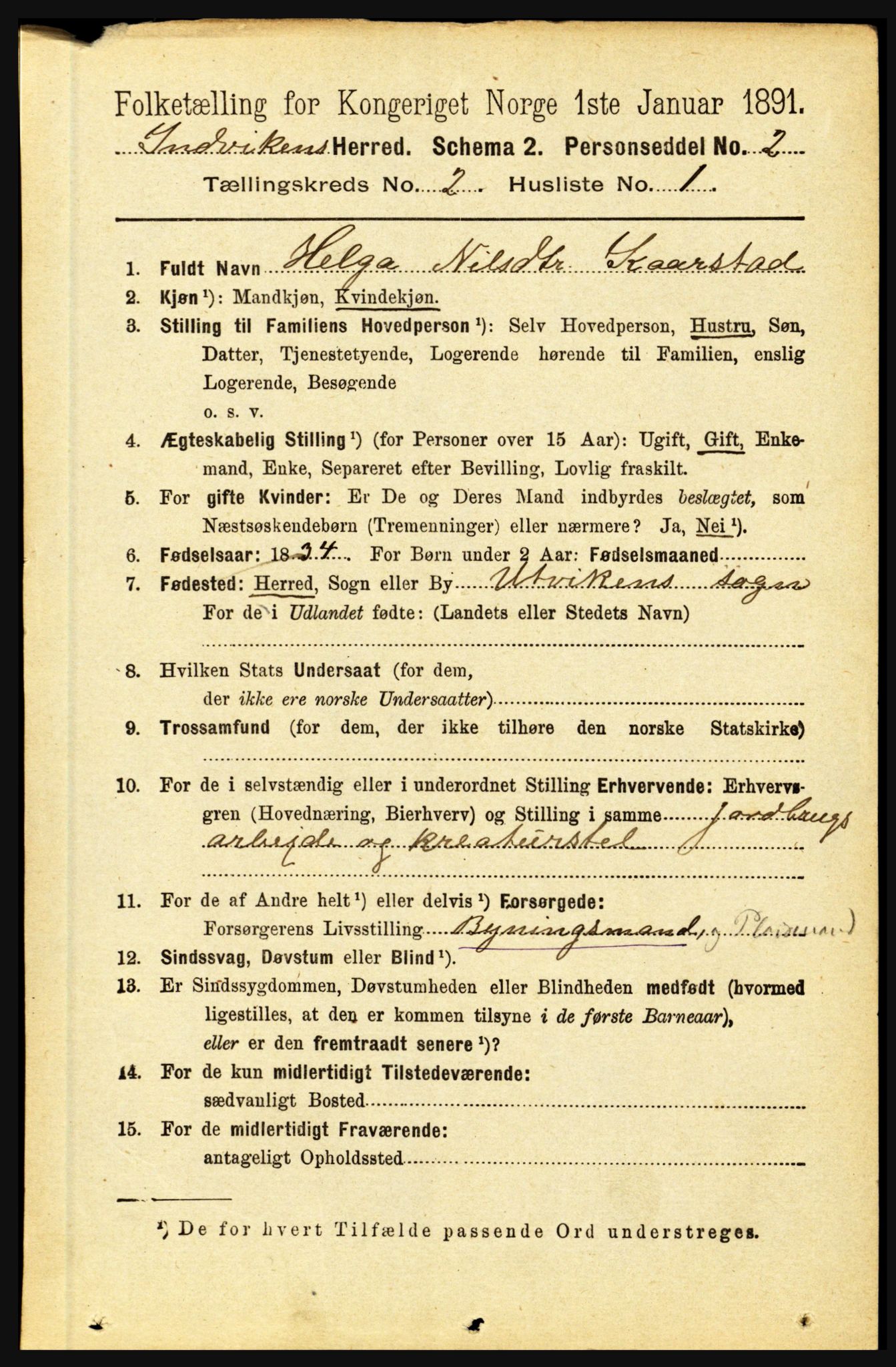 RA, 1891 census for 1447 Innvik, 1891, p. 612