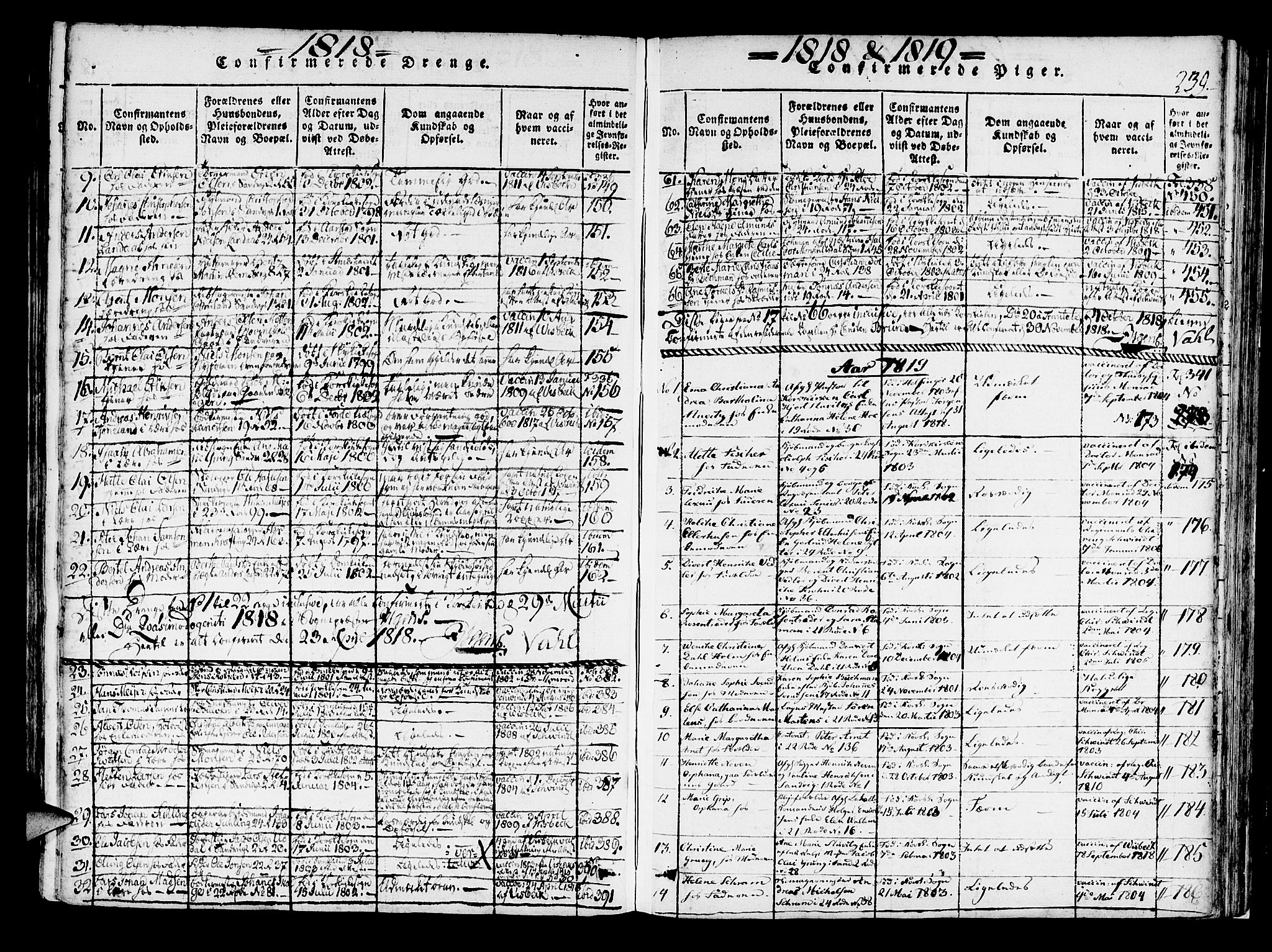 Korskirken sokneprestembete, SAB/A-76101/H/Haa/L0013: Parish register (official) no. A 13, 1815-1822, p. 239