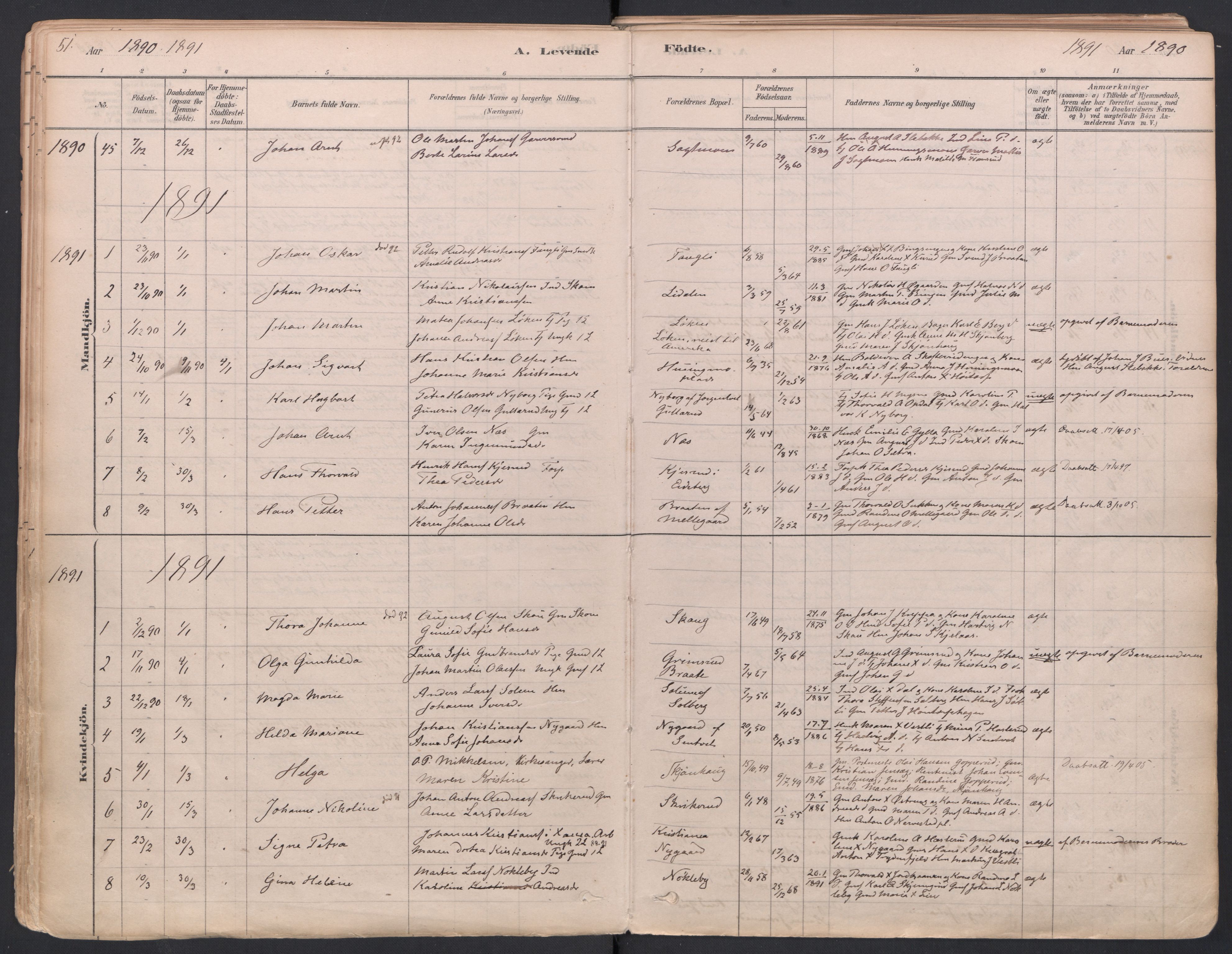Trøgstad prestekontor Kirkebøker, SAO/A-10925/F/Fa/L0010: Parish register (official) no. I 10, 1878-1898, p. 51