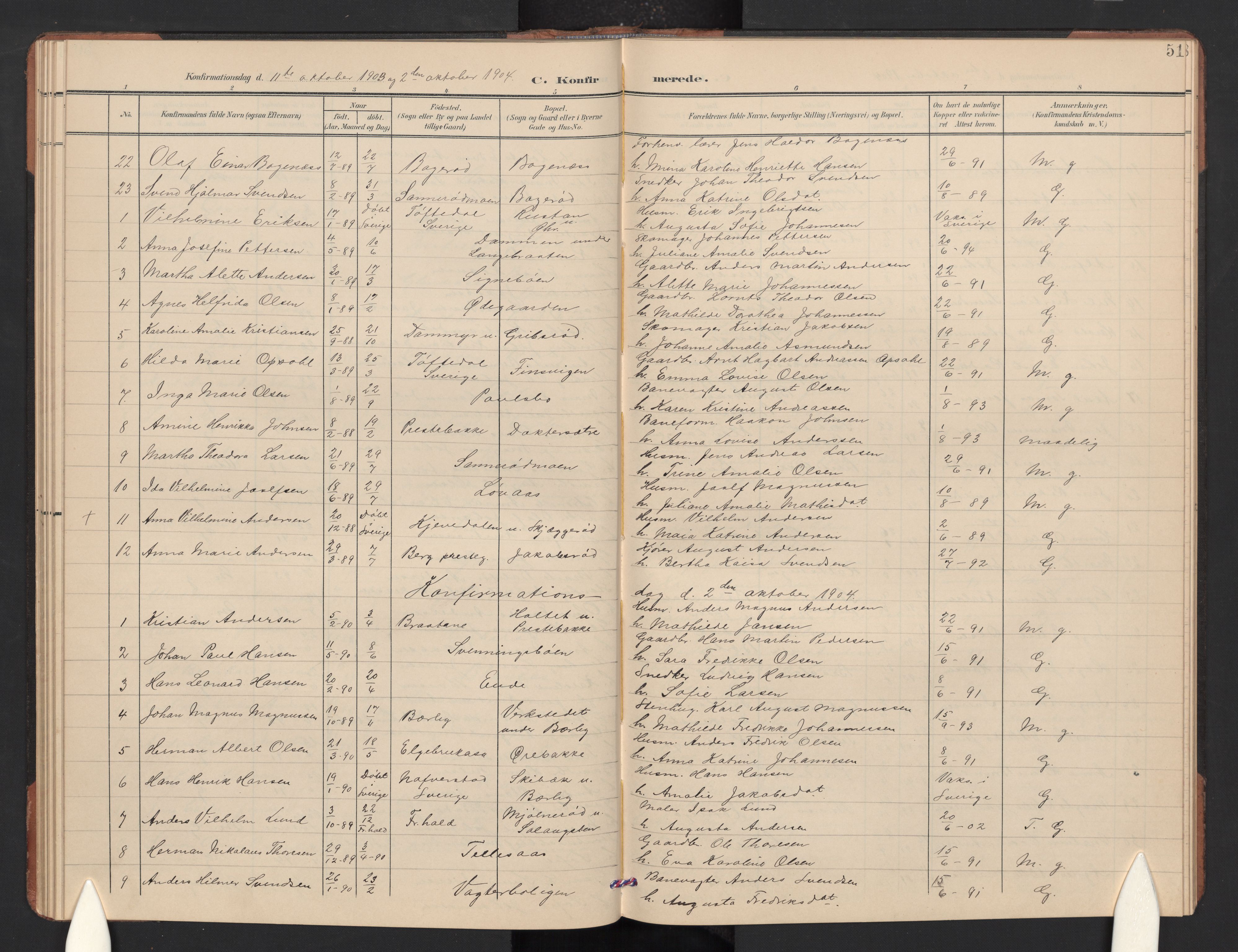 Idd prestekontor Kirkebøker, SAO/A-10911/G/Gc/L0001: Parish register (copy) no. III 1, 1901-1910, p. 51