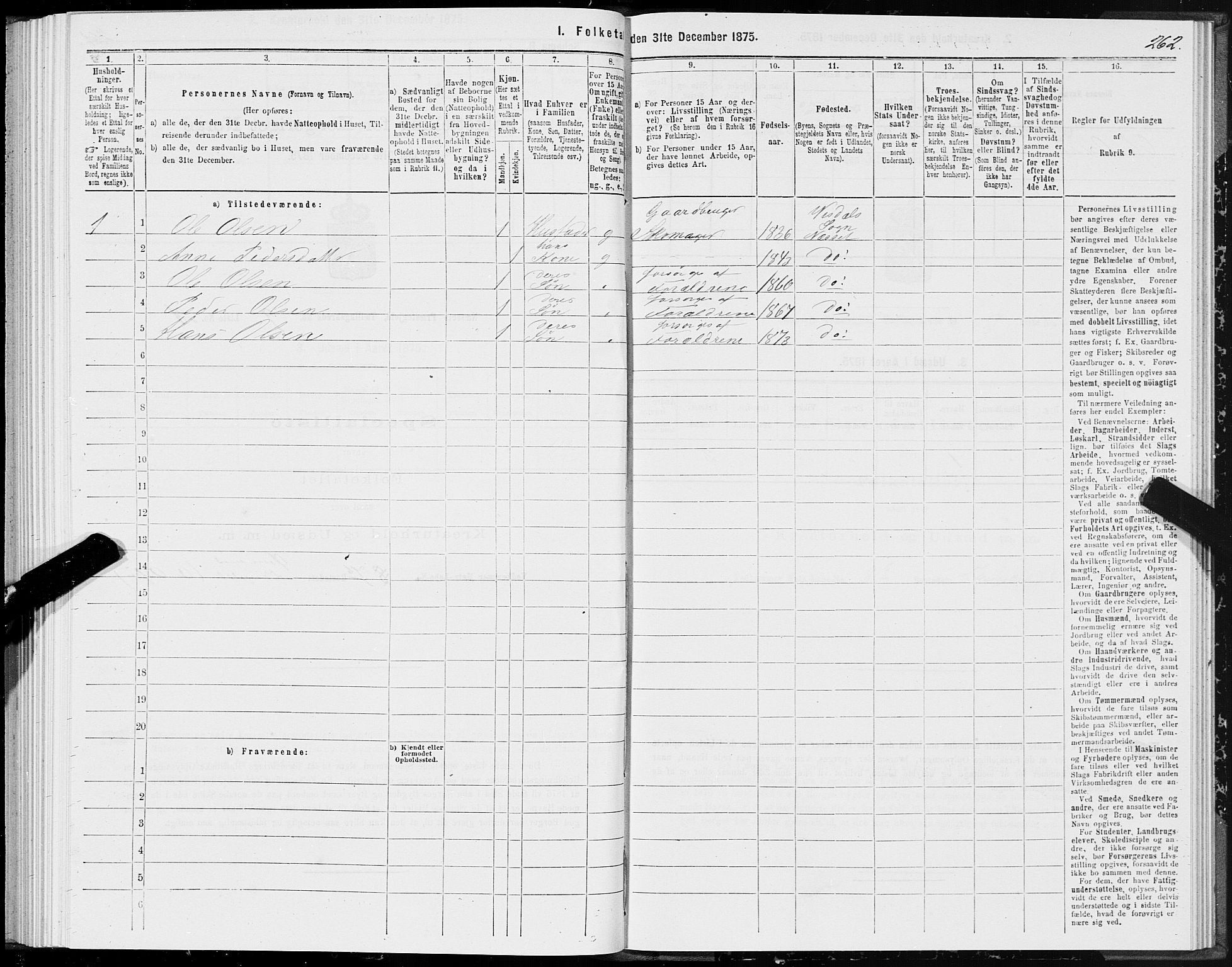 SAT, 1875 census for 1543P Nesset, 1875, p. 4262