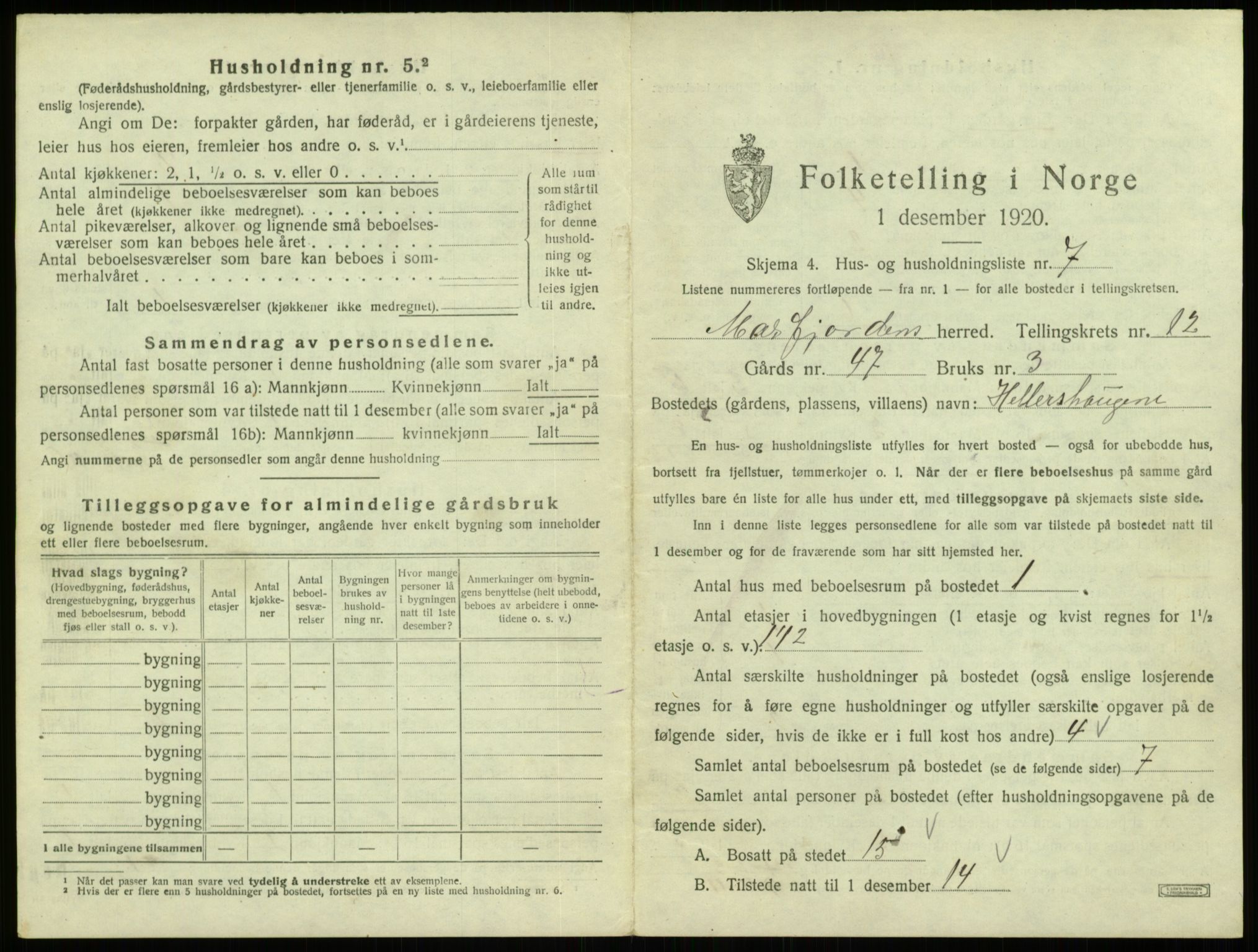 SAB, 1920 census for Masfjorden, 1920, p. 609