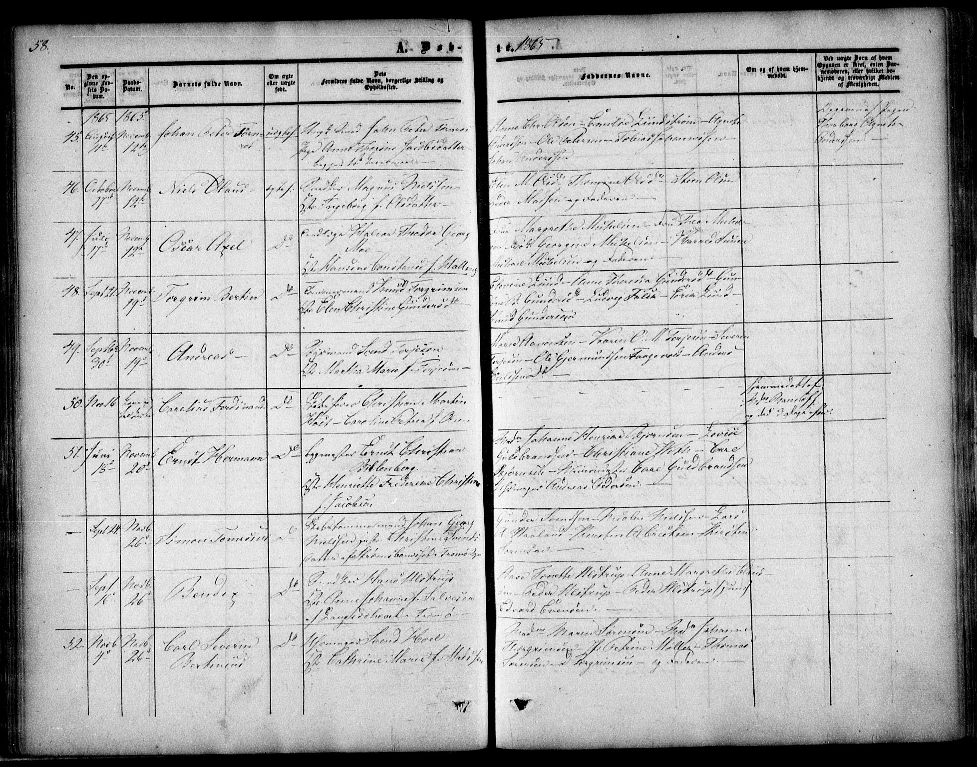 Arendal sokneprestkontor, Trefoldighet, AV/SAK-1111-0040/F/Fa/L0006: Parish register (official) no. A 6, 1855-1868, p. 58
