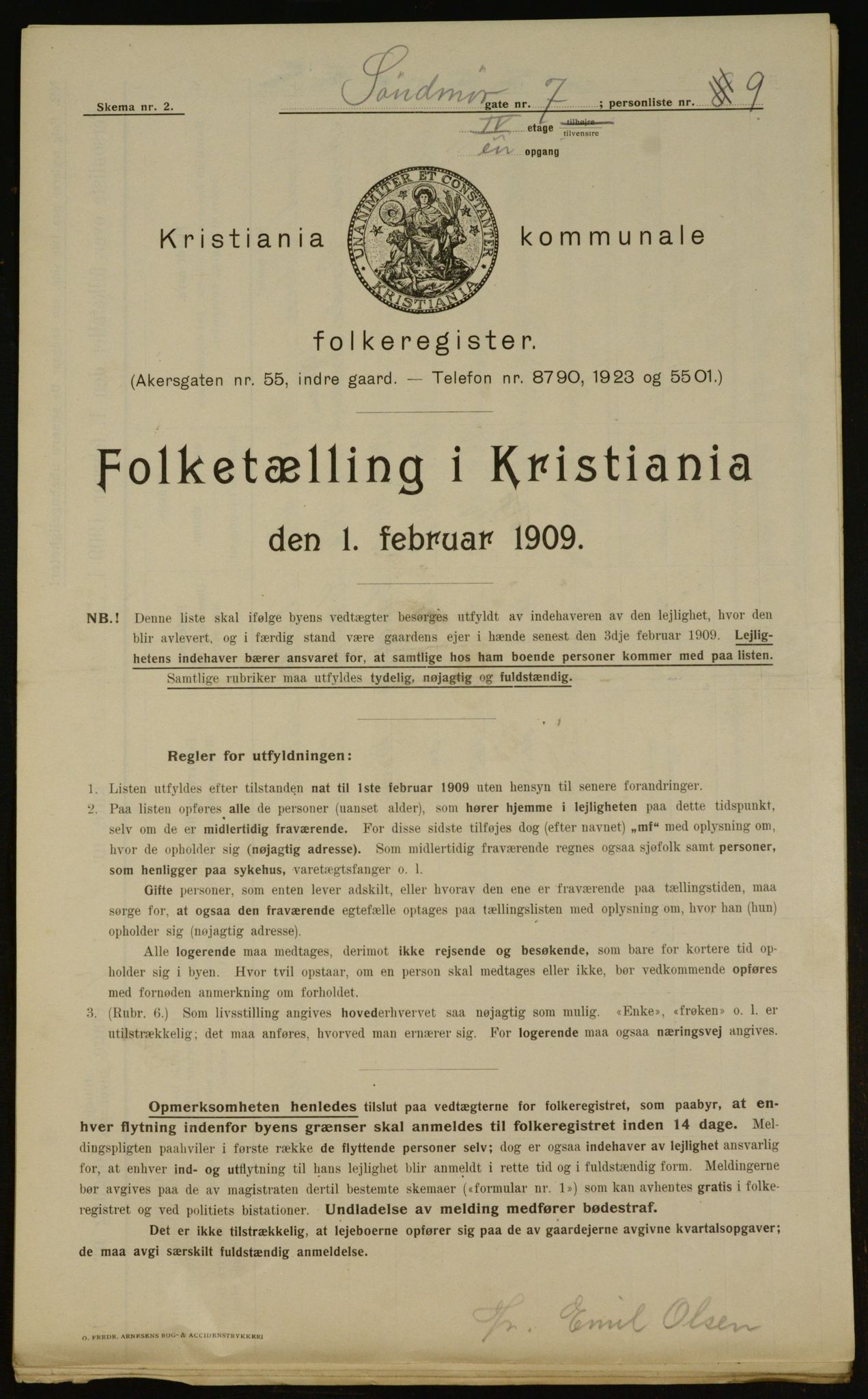 OBA, Municipal Census 1909 for Kristiania, 1909, p. 94741