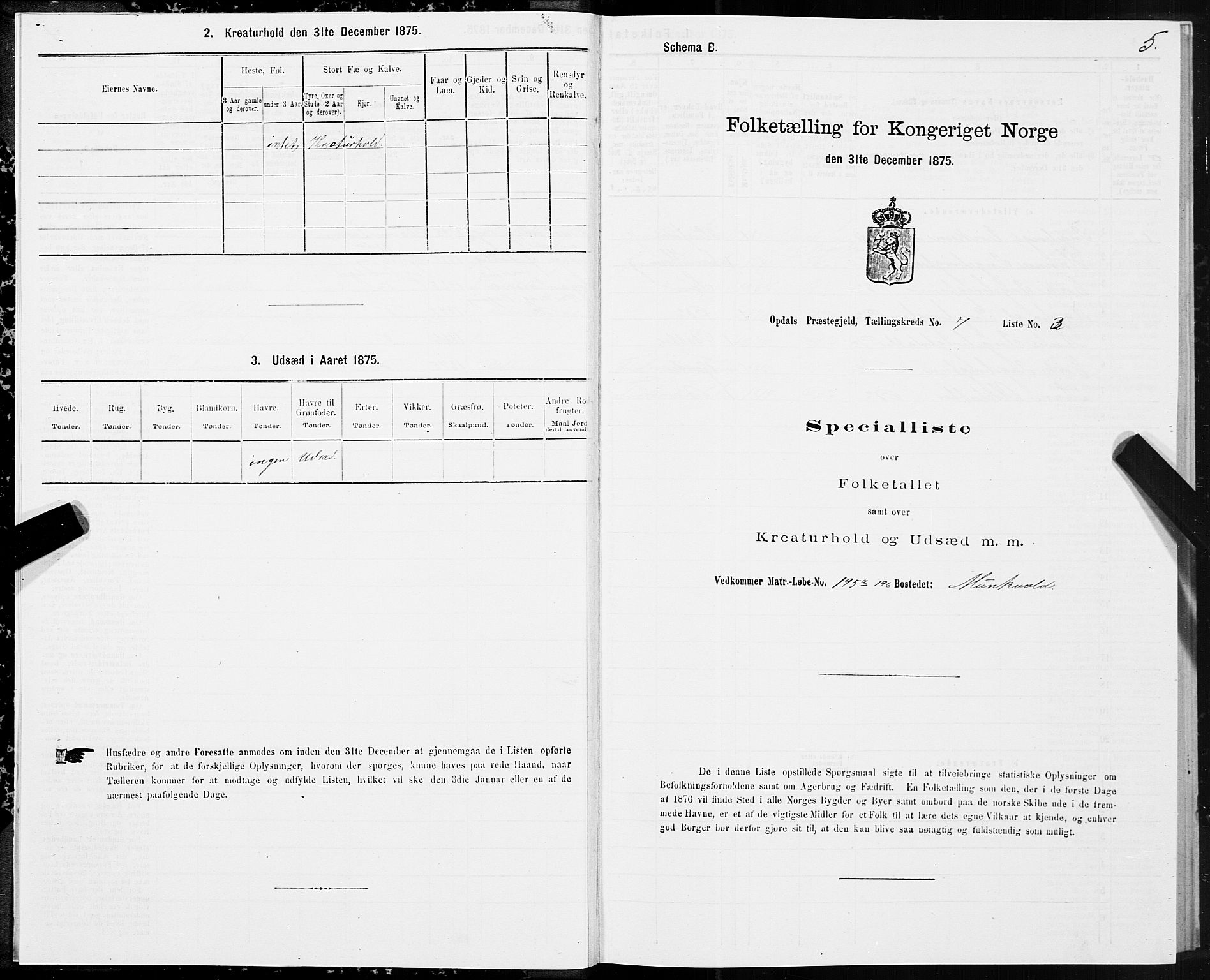 SAT, 1875 census for 1634P Oppdal, 1875, p. 4005