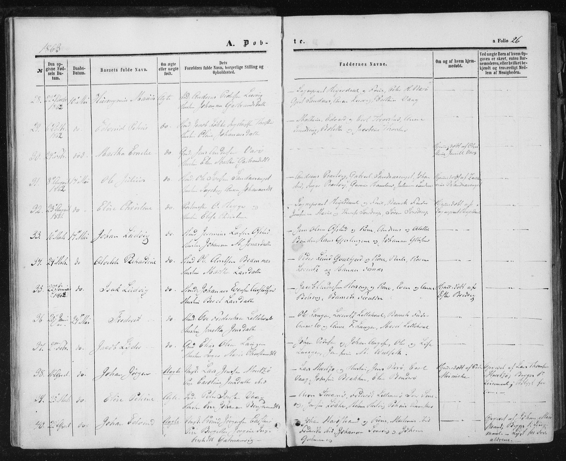 Ministerialprotokoller, klokkerbøker og fødselsregistre - Nord-Trøndelag, AV/SAT-A-1458/784/L0670: Parish register (official) no. 784A05, 1860-1876, p. 26