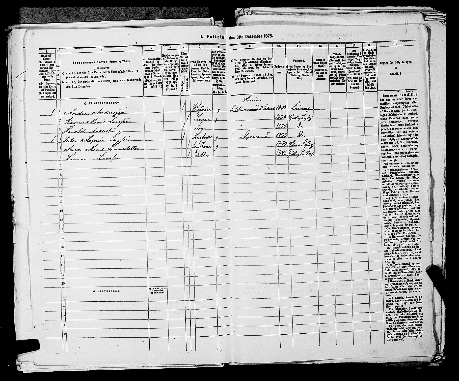 SAKO, 1875 census for 0725P Tjølling, 1875, p. 385