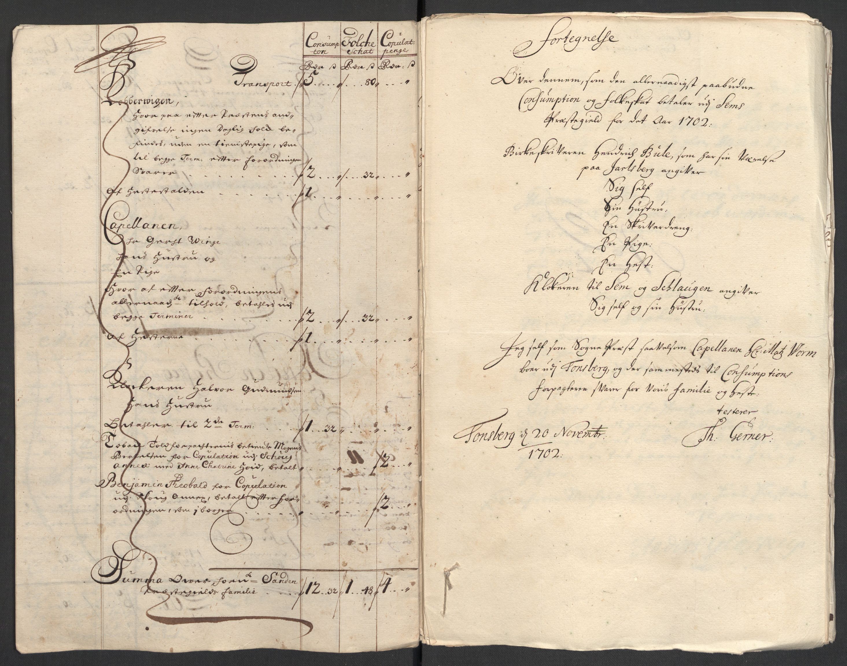 Rentekammeret inntil 1814, Reviderte regnskaper, Fogderegnskap, RA/EA-4092/R32/L1870: Fogderegnskap Jarlsberg grevskap, 1702, p. 172
