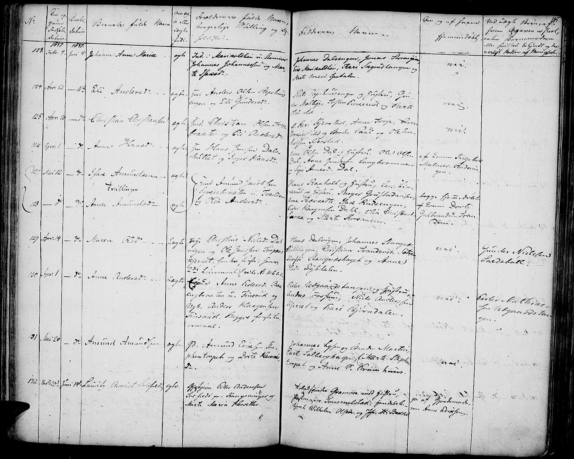 Vinger prestekontor, AV/SAH-PREST-024/H/Ha/Haa/L0007: Parish register (official) no. 7, 1826-1839, p. 145