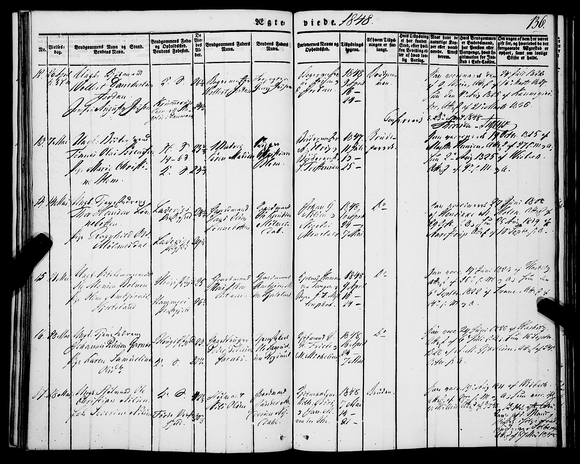 Korskirken sokneprestembete, AV/SAB-A-76101/H/Haa/L0034: Parish register (official) no. D 1, 1832-1852, p. 136