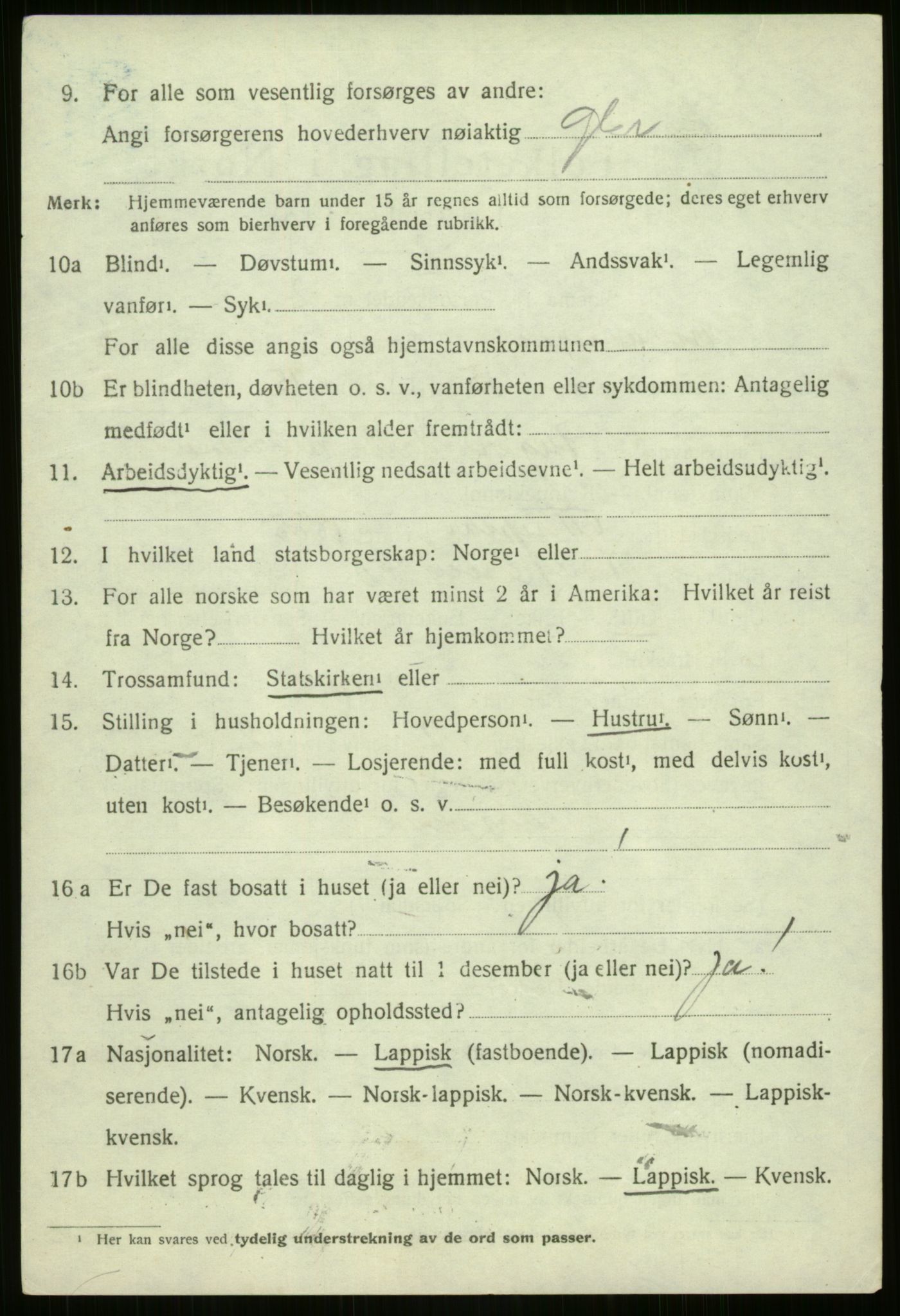 SATØ, 1920 census for Kvænangen, 1920, p. 1925