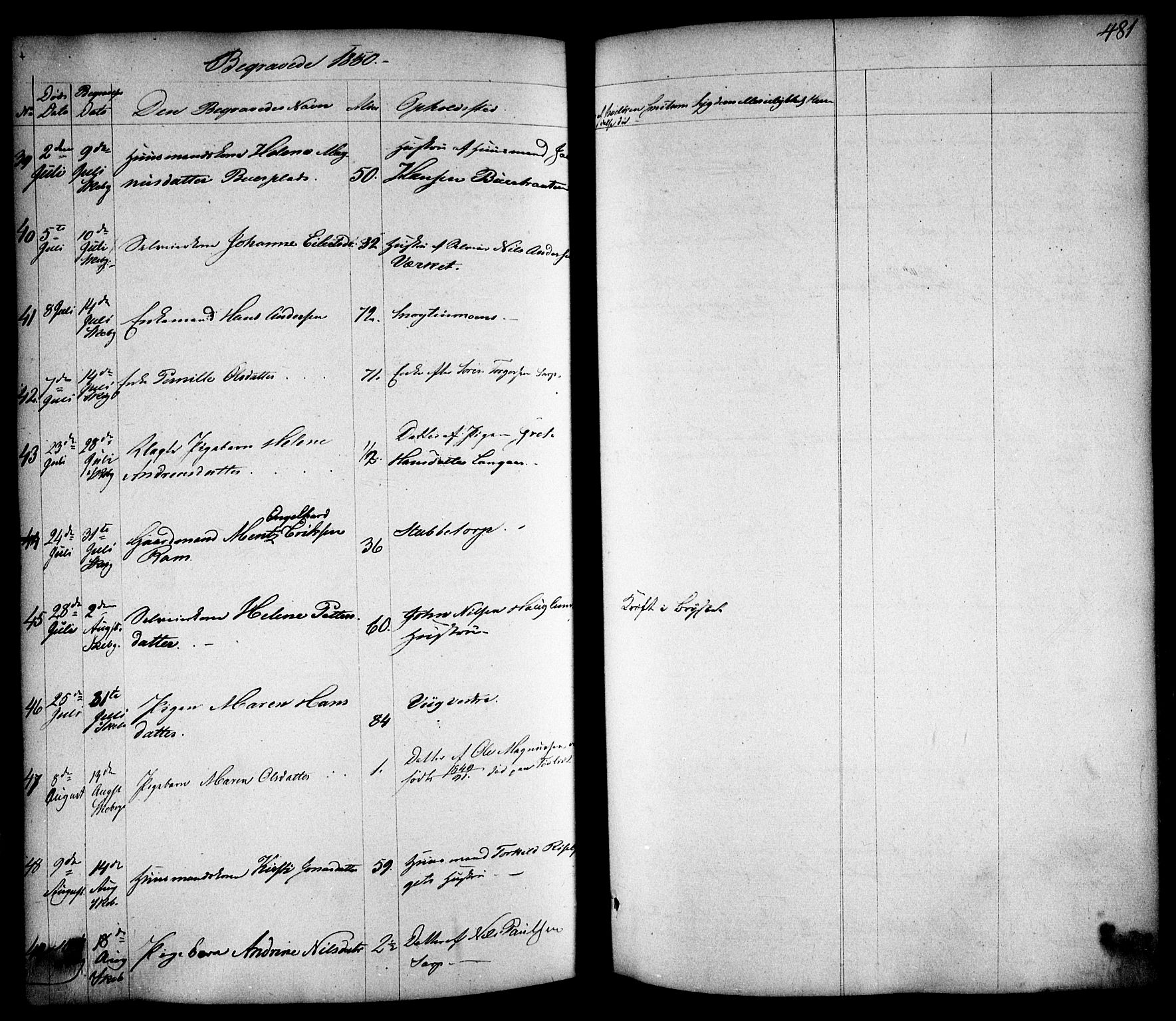 Skjeberg prestekontor Kirkebøker, AV/SAO-A-10923/F/Fa/L0006: Parish register (official) no. I 6, 1846-1858, p. 481