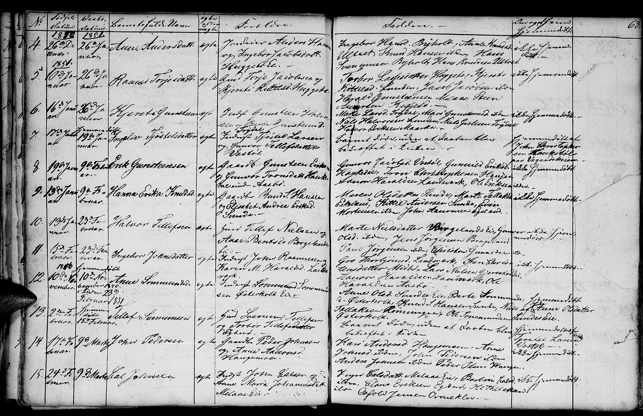 Gjerstad sokneprestkontor, AV/SAK-1111-0014/F/Fb/Fba/L0004: Parish register (copy) no. B 4, 1845-1853, p. 63